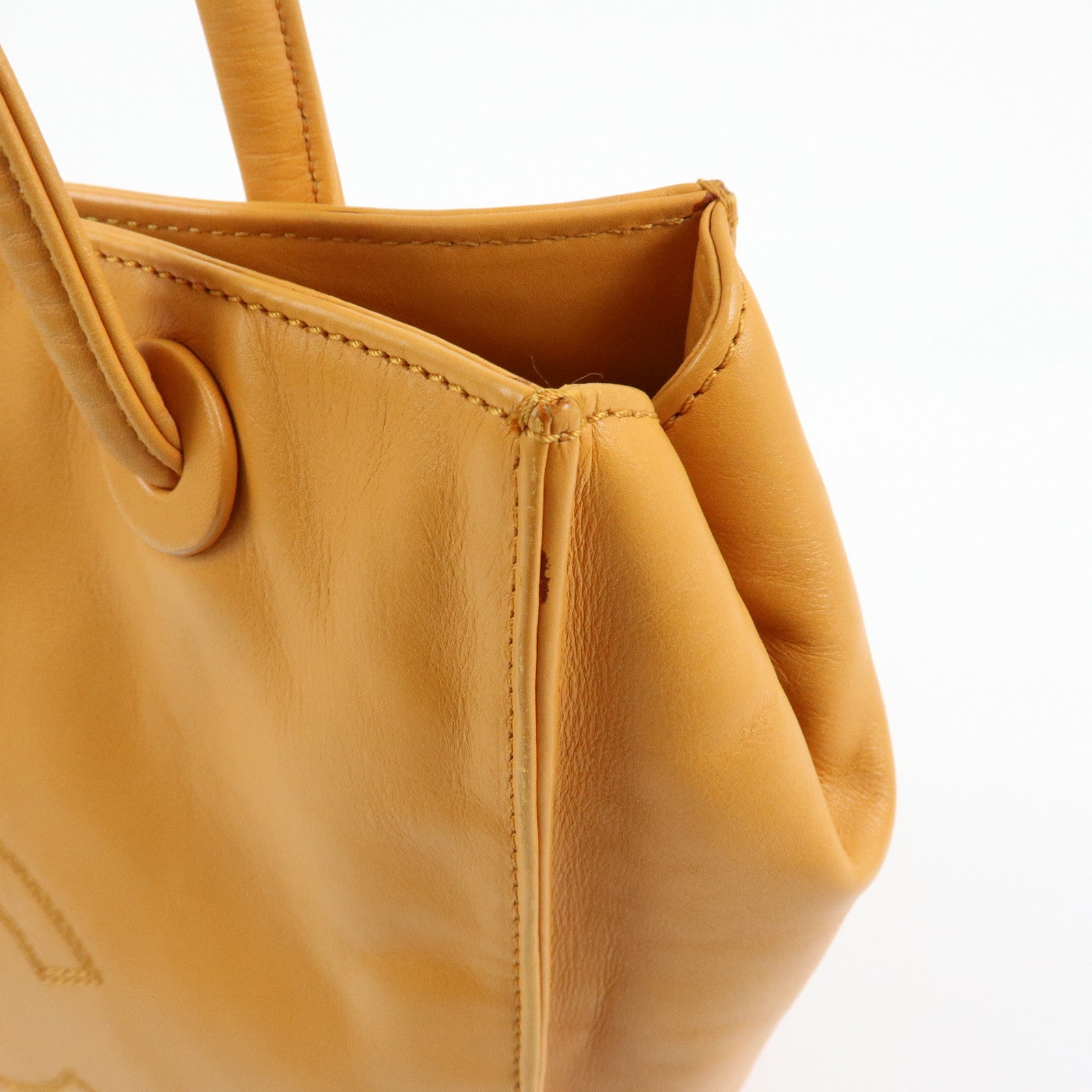 CHANEL COCO Mark Leather Tote Bag Shoulder Bag Orange