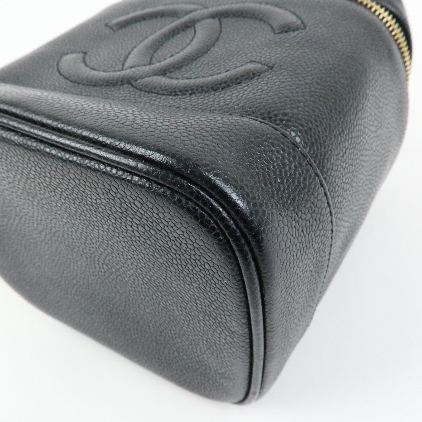 CHANEL COCO Mark Caviarskin Vanity Bag Hand Bag Black A01998