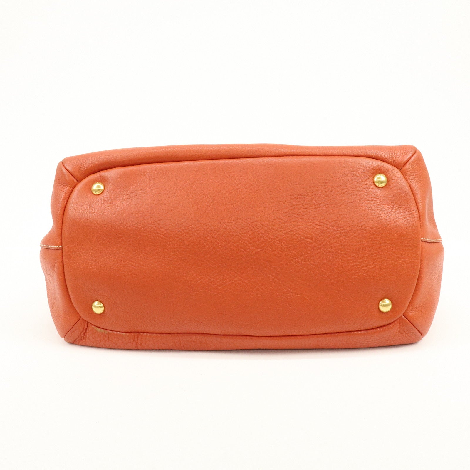 PRADA Logo Leather 2Way Bag Hand Bag Shoulder Bag Orange