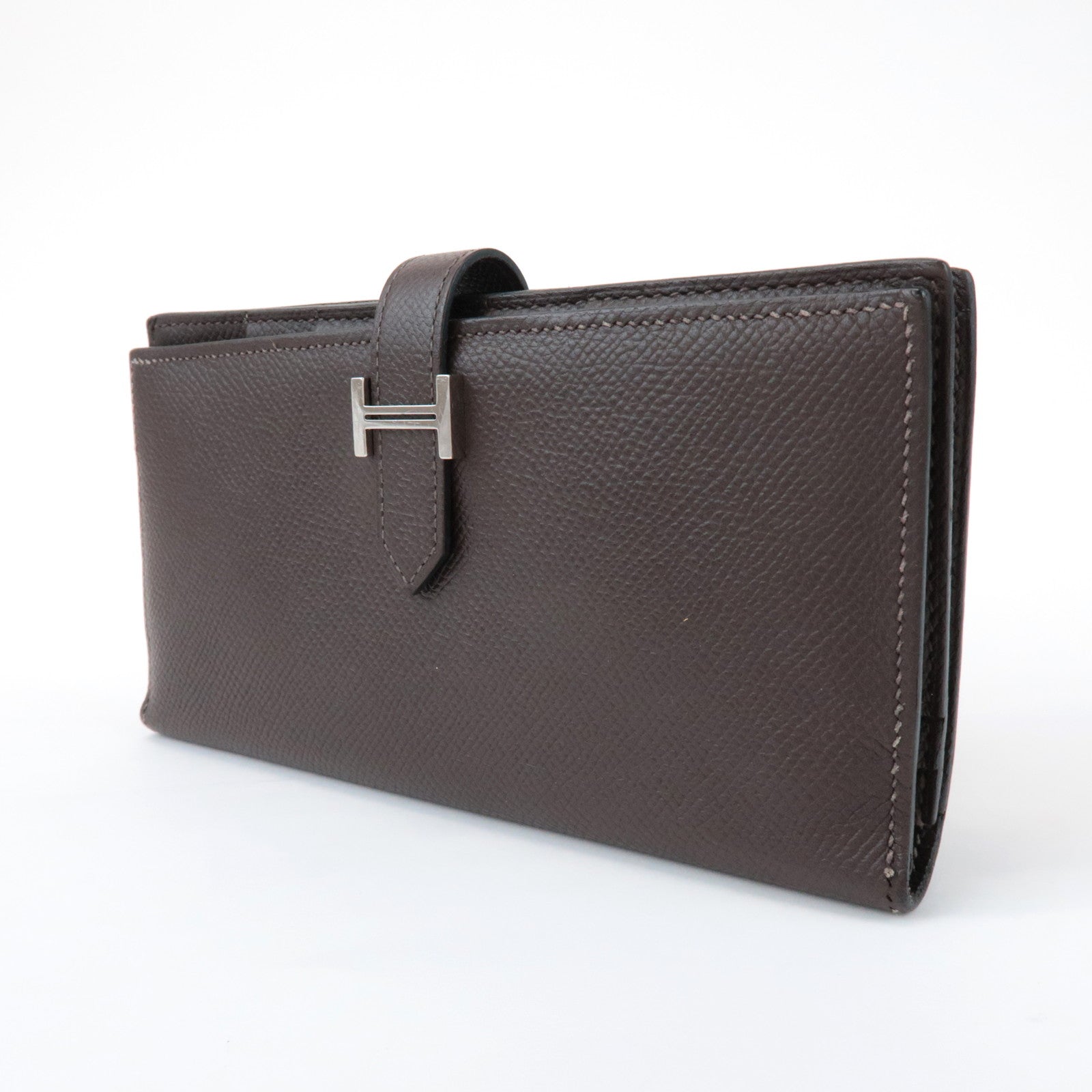 HERMES Veau Epsom Leather Bﾃｩarn Soufflet Long Wallet Chocolat