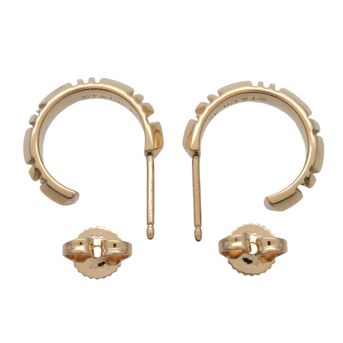 Tiffany & Co Atlas X Hoop Earrings K18 750YG Yellow Gold