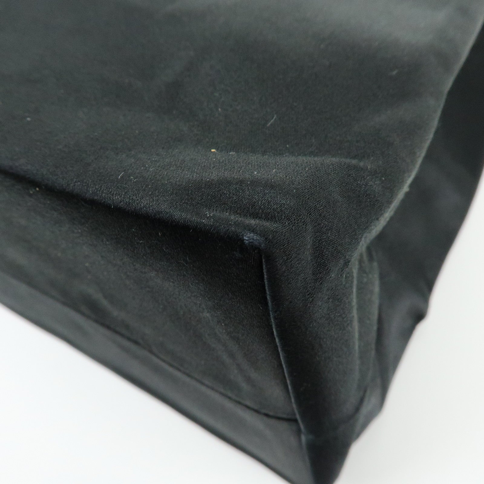 PRADA Triangle Logo Satin Tote Bag Hand Bag Black