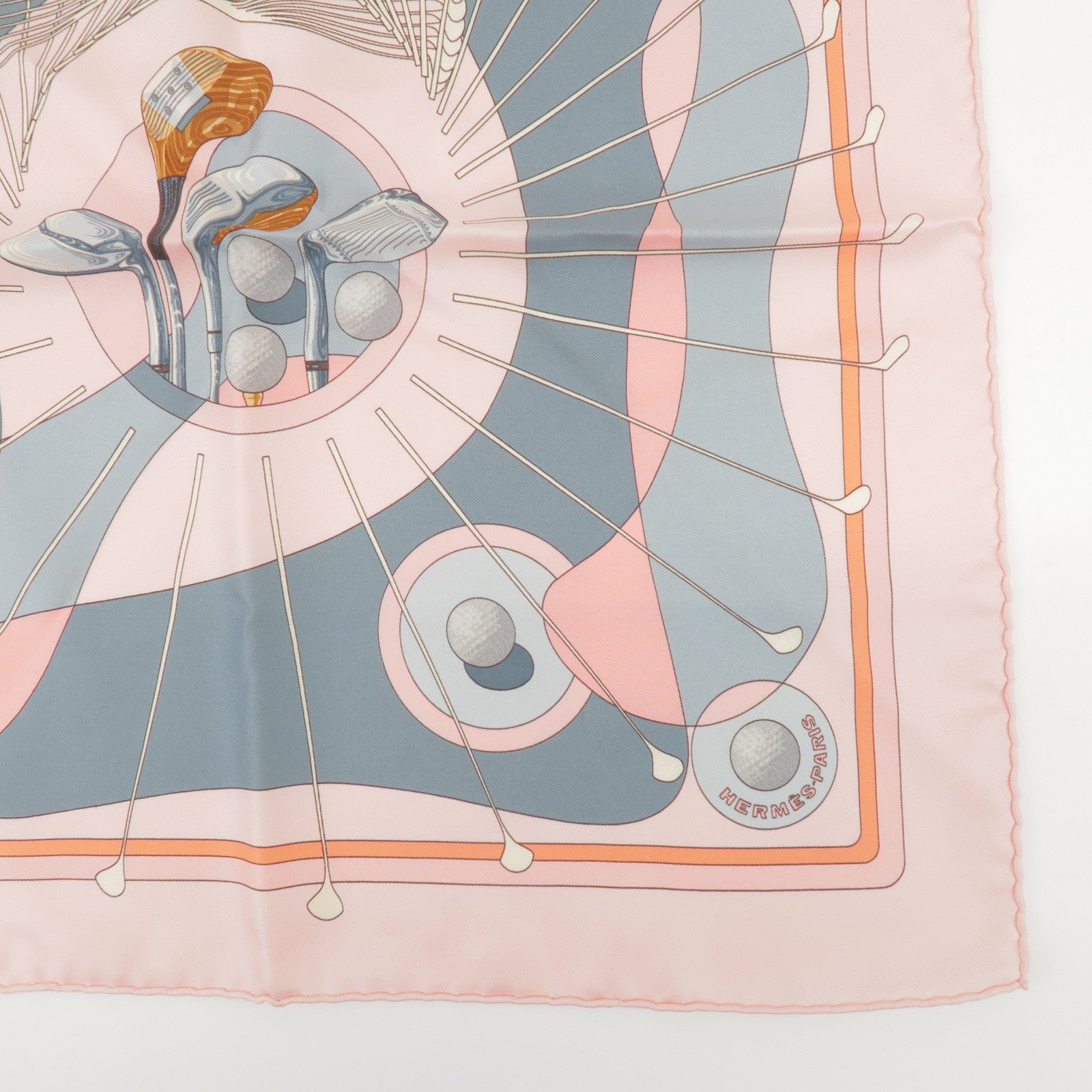 HERMES Carre 45 Set of 2 Silk 100% Scarf Light Pink Orange