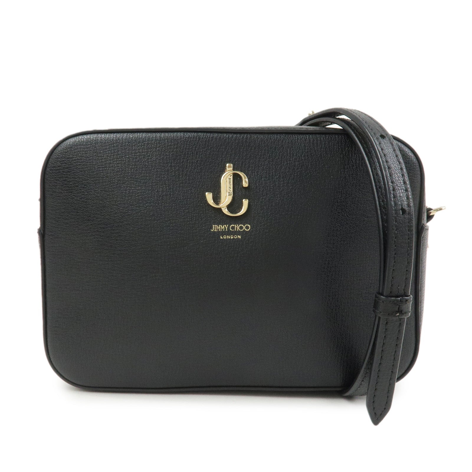 JIMMY CHOO Leather Shoulder Crossbody Bag KIMI Camera Bag Black