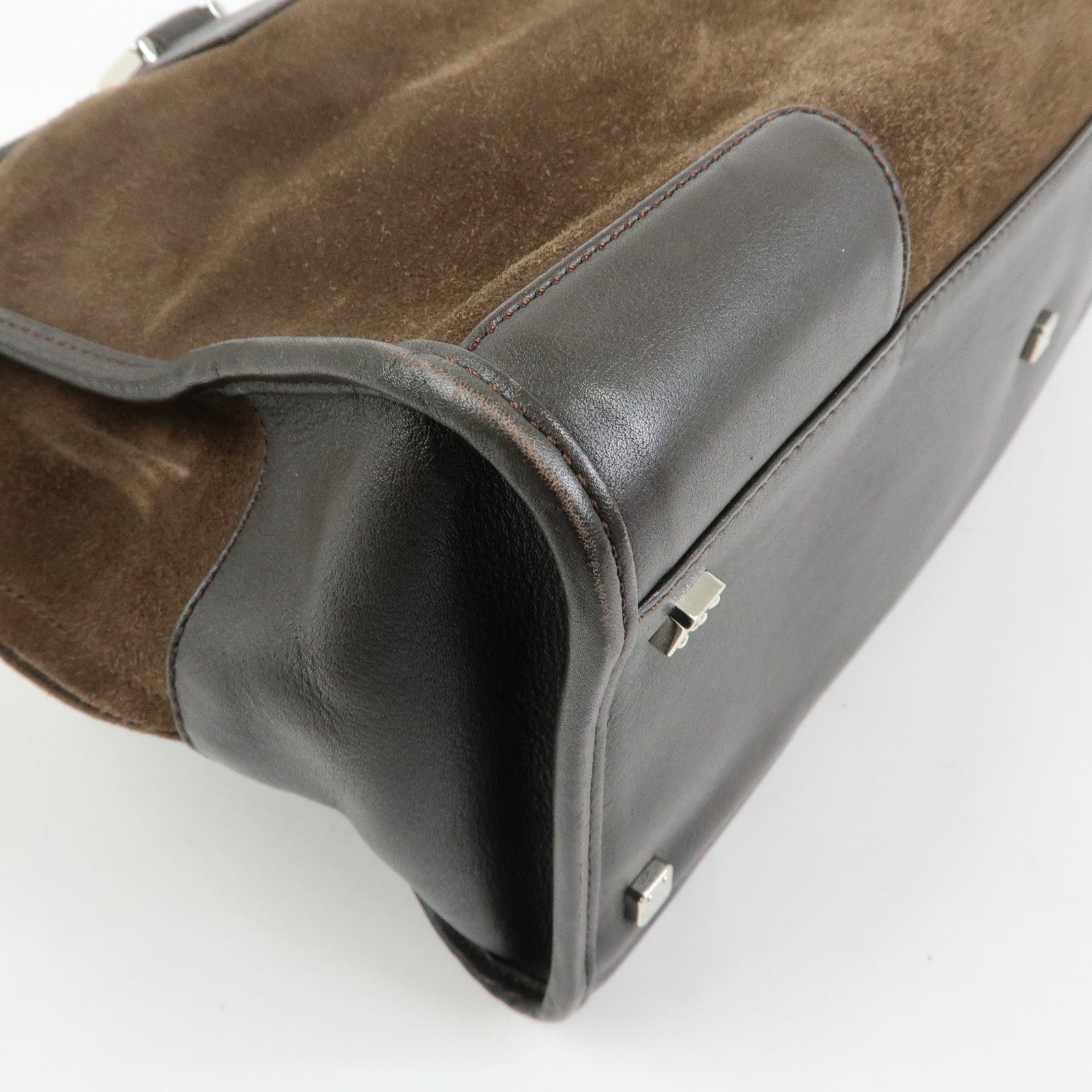 LOEWE Anagram Amazona36 Suede Leather Hand Bag Boston Bag Brown