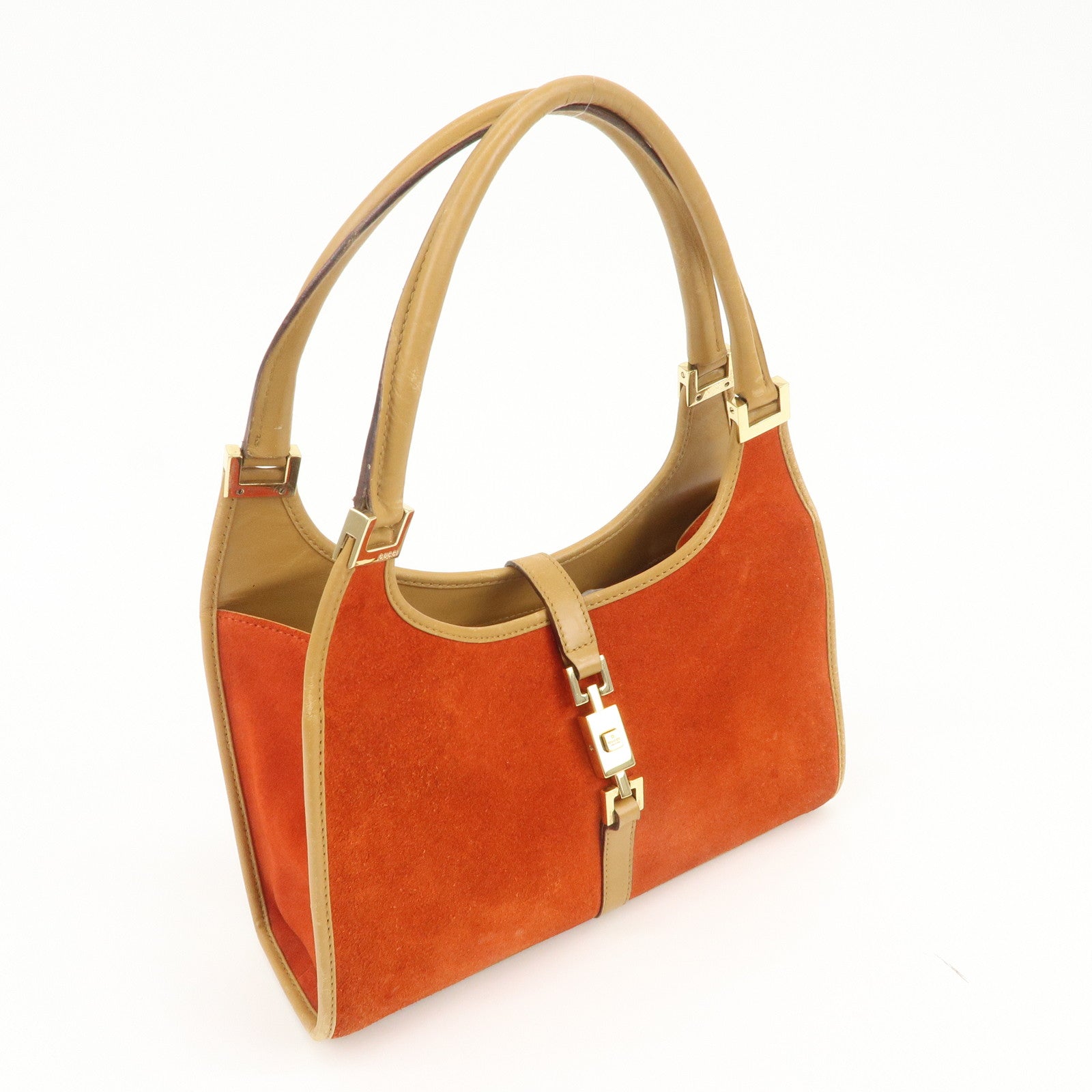 GUCCI Jackie Suede Leather Shoulder Bag Hand Bag Orange 002.1068