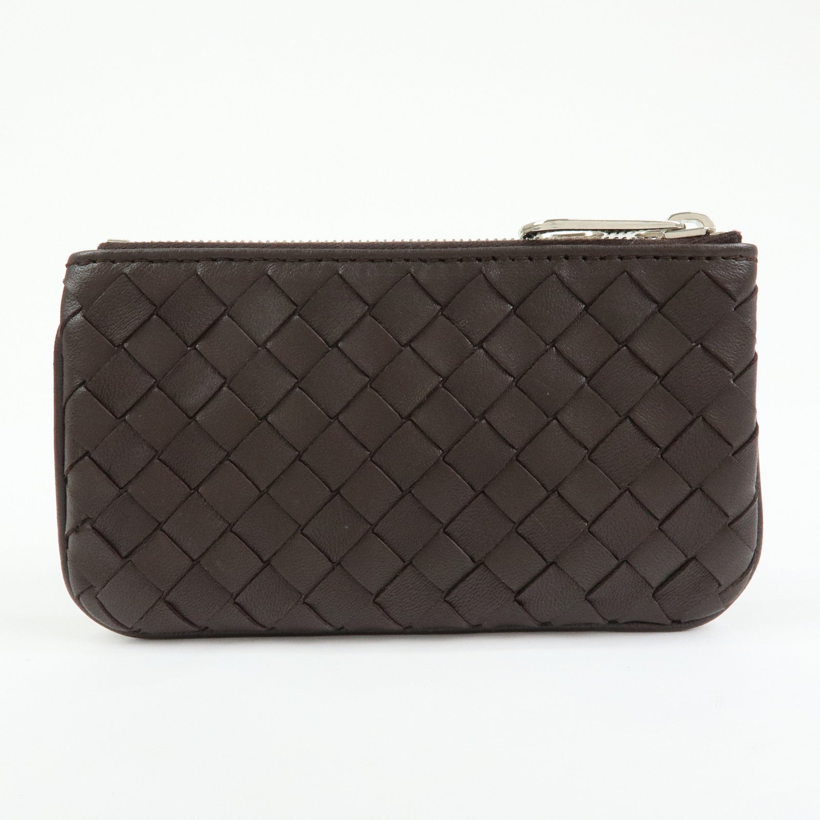 BOTTEGA VENETA Intrecciato Leather Coin Key Case Brown 131232