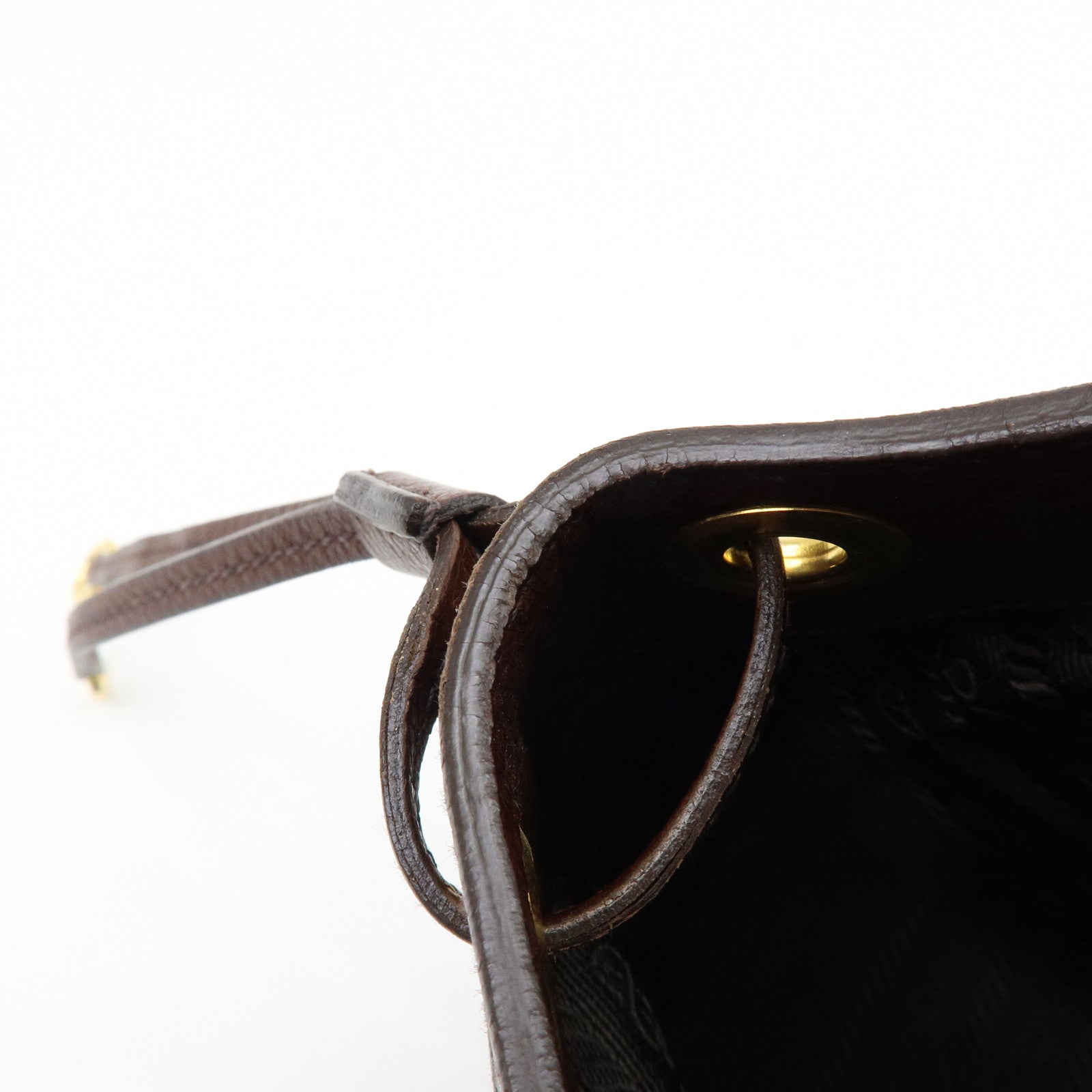 PRADA Vitello Daino Leather Hand Bag Shoulder Bag Brown BR3207
