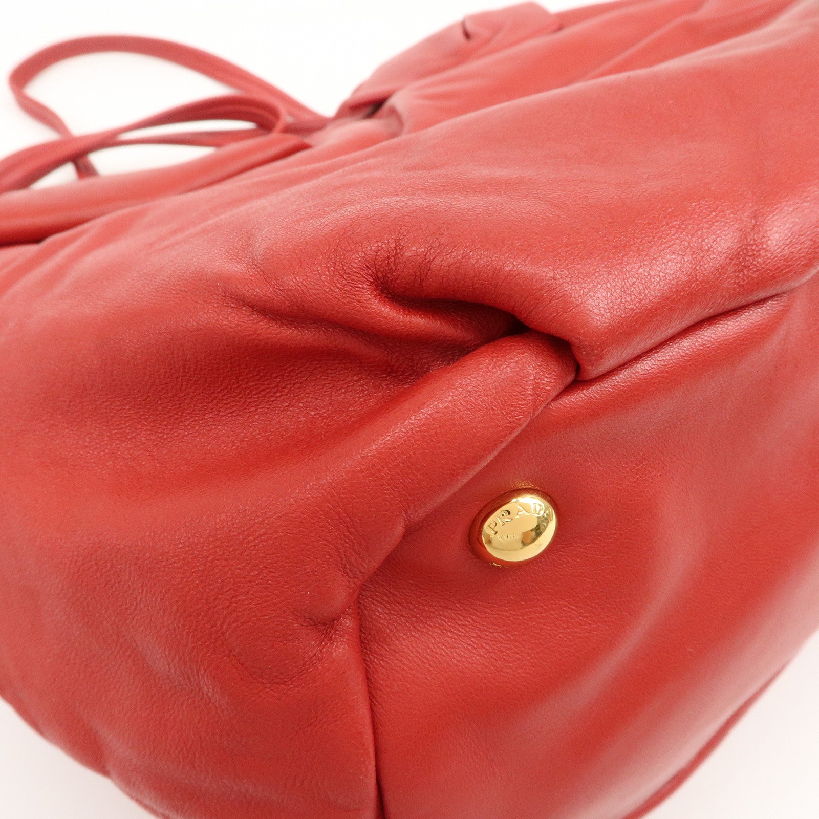 PRADA Logo Leather 2Way Bag Hand Bag Shoulder Bag Red BR4205