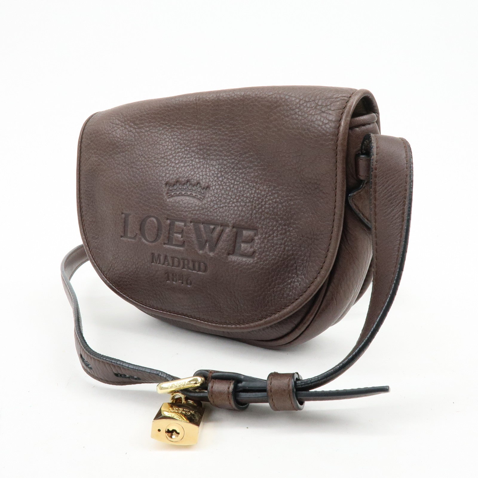 LOEWE Heritage Leather Shoulder Bag Crossbody Bag Dark Brown