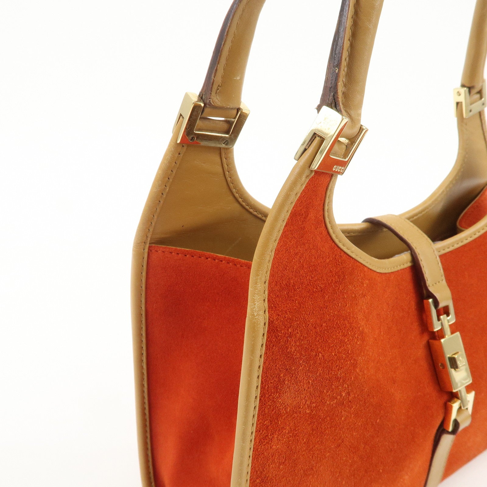 GUCCI Jackie Suede Leather Shoulder Bag Hand Bag Orange 002.1068