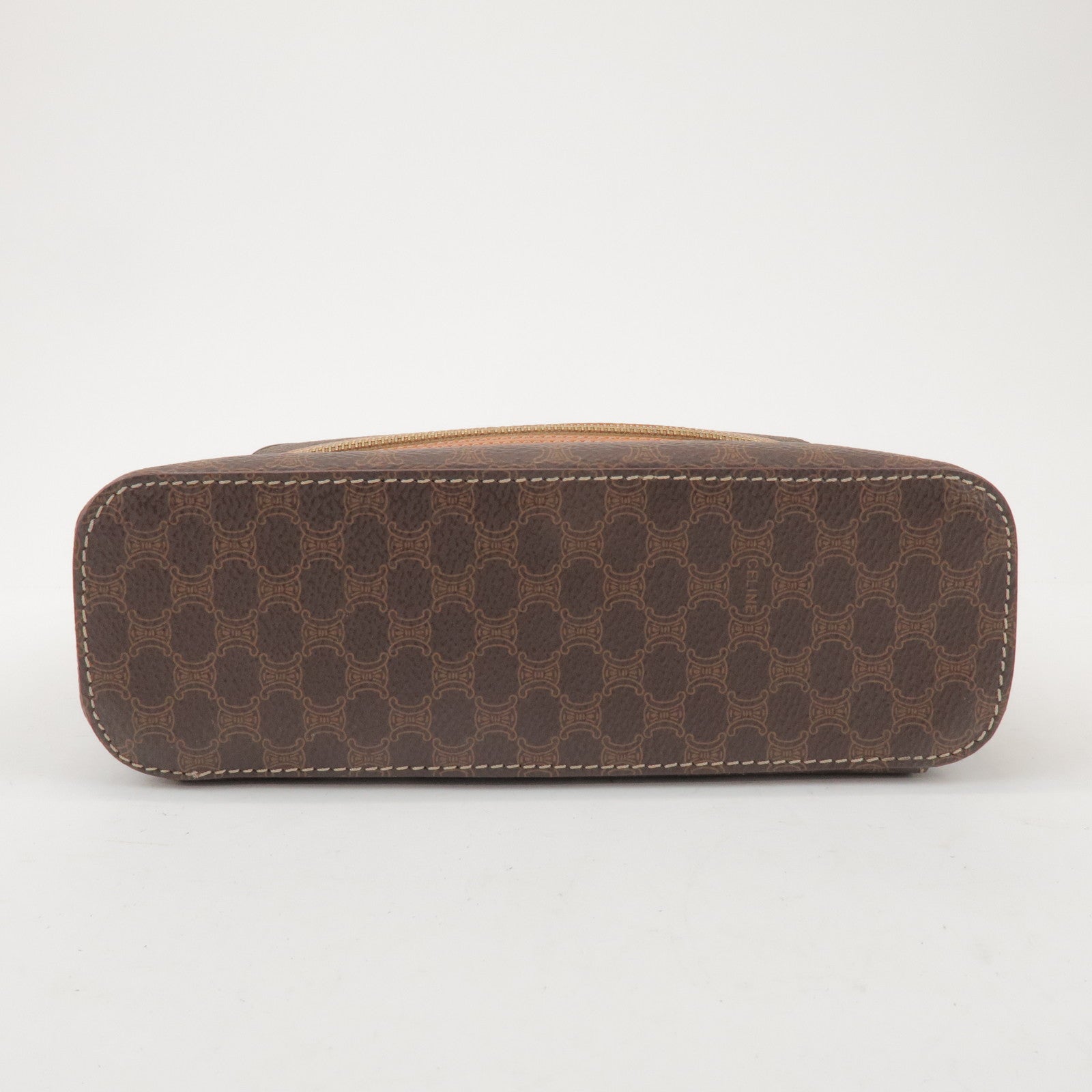 CELINE Macadam PVC Leather Hand Bag Vanity Bag Brown