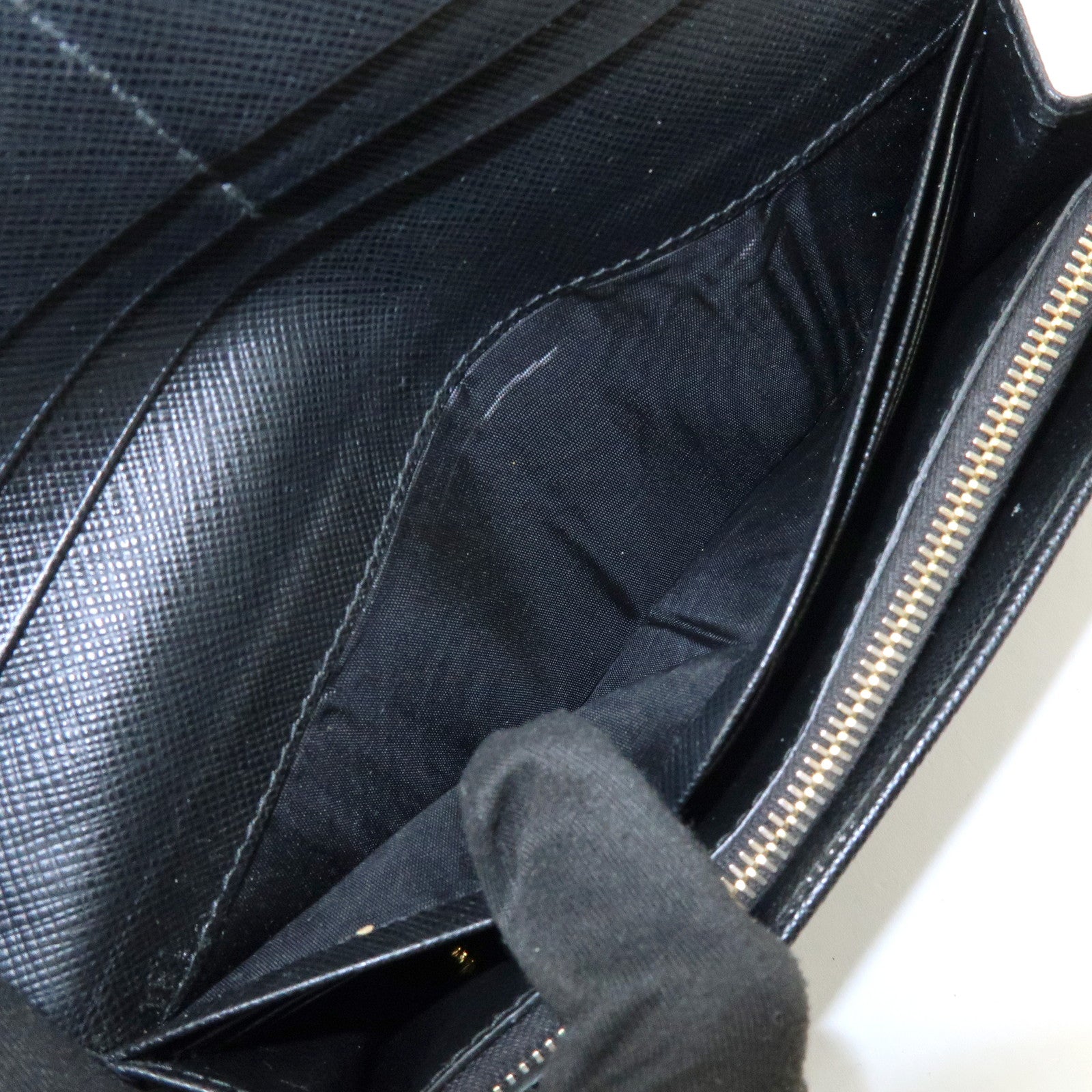 PRADA Triangle Logo Saffiano Leather Flap Long Wallet Black 1MH132