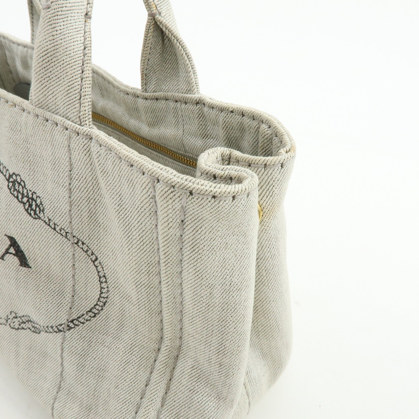 PRADA Canapa Mini Denim 2Way Bag Hand Shoulder Bag Gray 1BG439