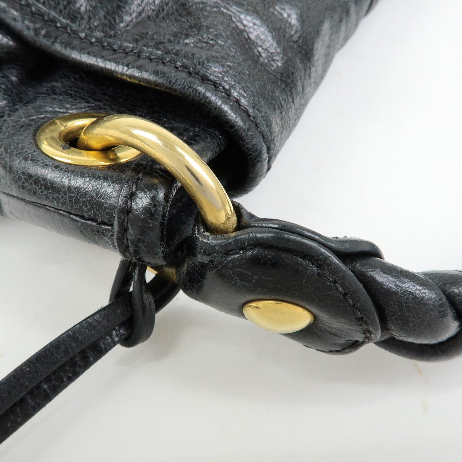 MIU MIU Matelasse Leather Hand Bag Shoulder Bag Black