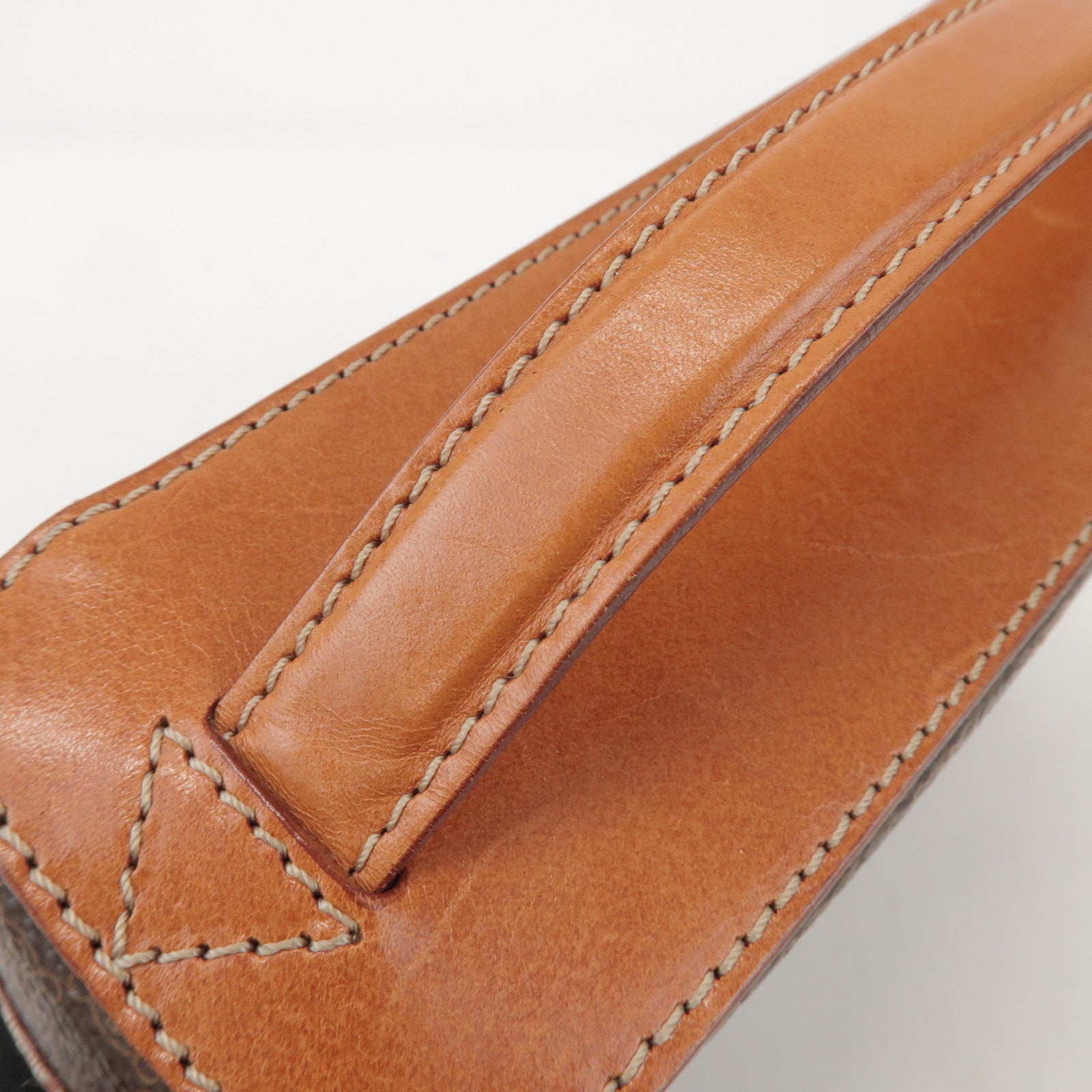 CELINE Macadam PVC Leather Hand Bag Vanity Bag Brown