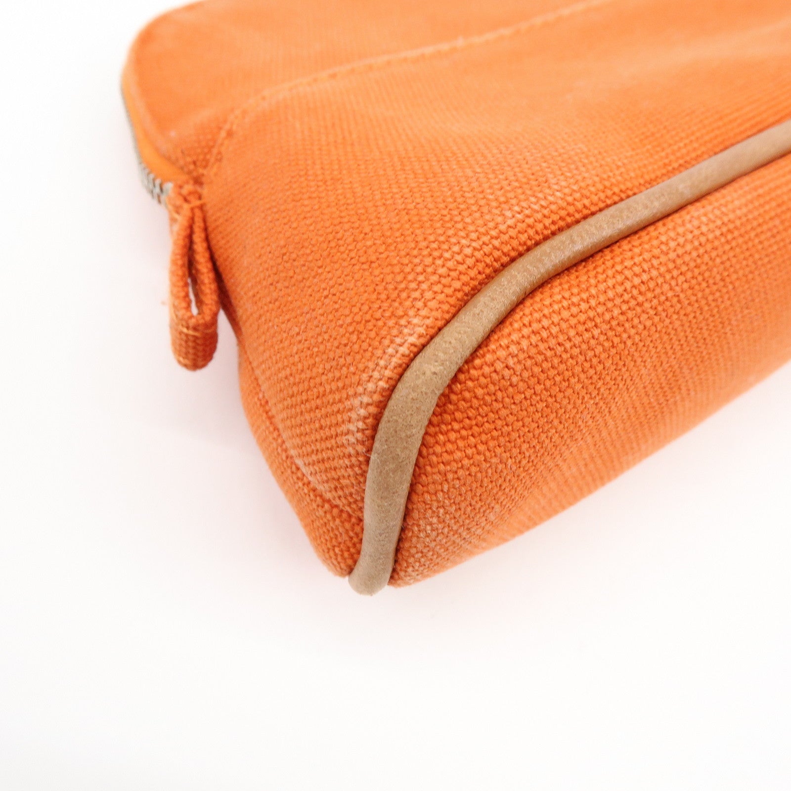 HERMES Bolide Mini Mini 16 Canvas Leather Cosmetic Pouch Orange