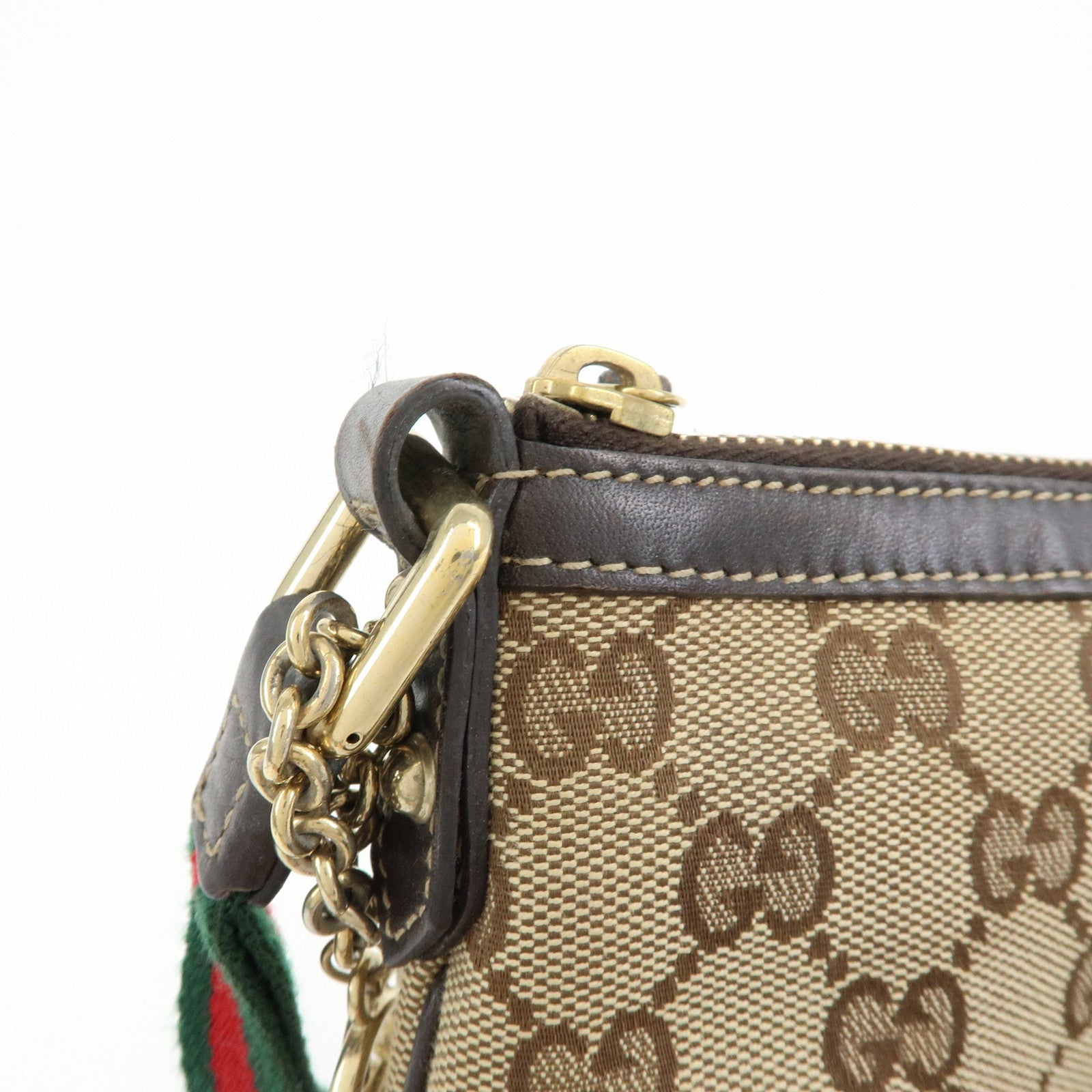 GUCCI Sherry Interlocking G Canvas Leather Mini Clutch Bag 191184
