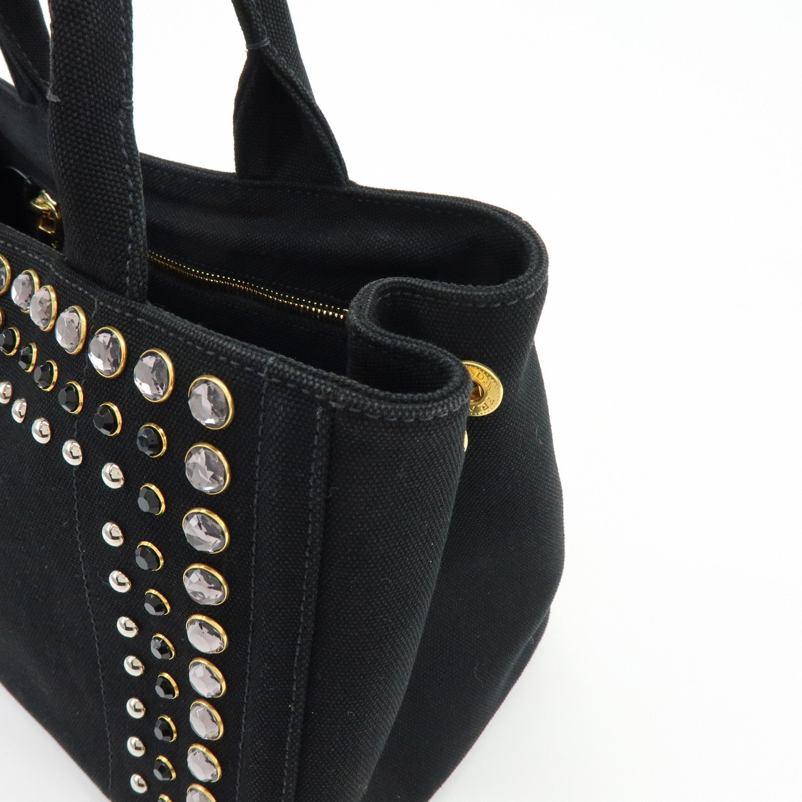PRADA Canapa Mini Canvas 2Way Bag Hand Bag Black 1BG439