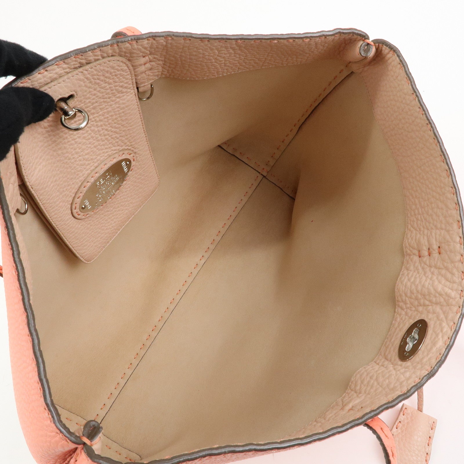 FENDI Selleria Carla Leather Tote Bag Shoulder Bag Pink 8BH257