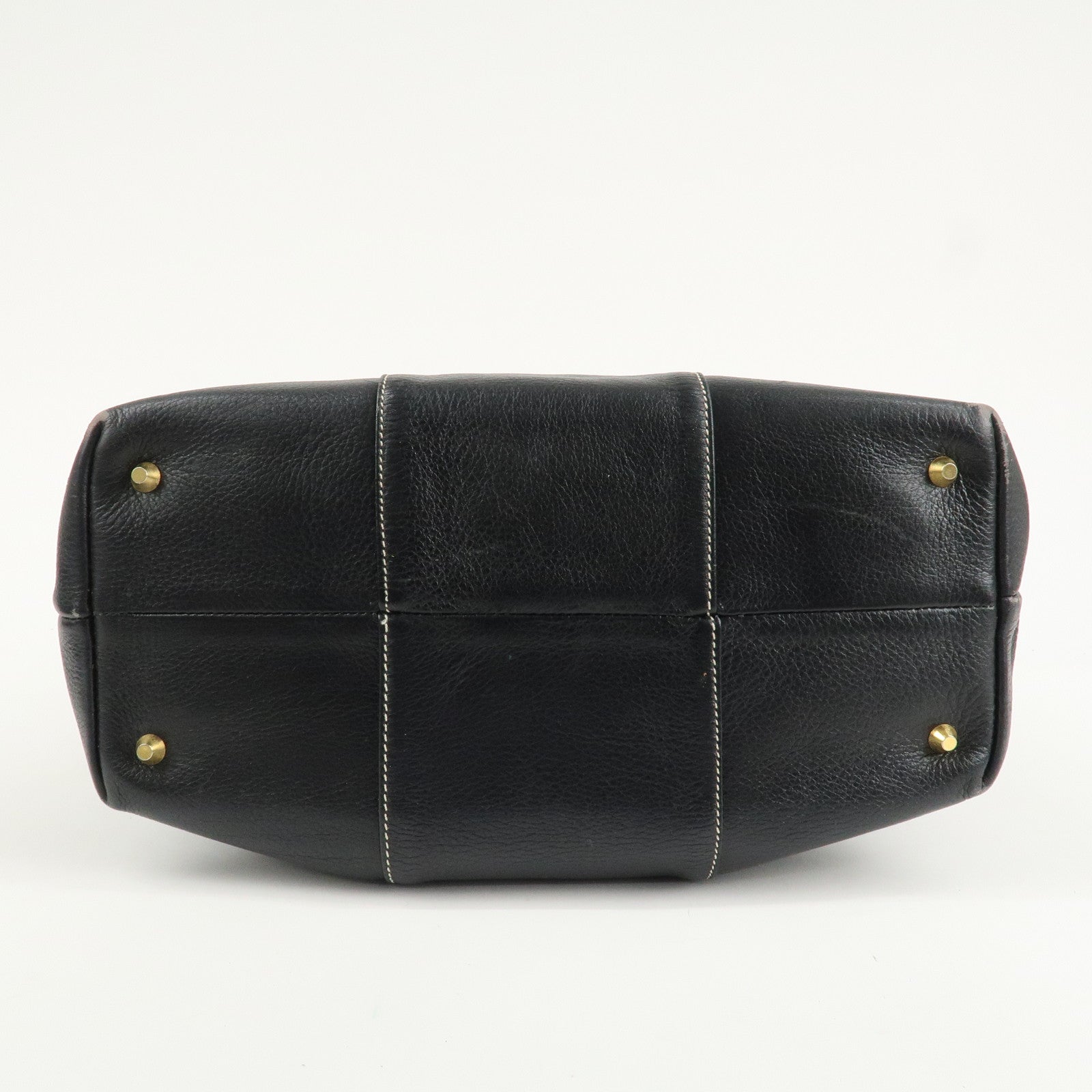 Christian Dior Leather CD Logo Drawstring Shoulder Bag Black Used