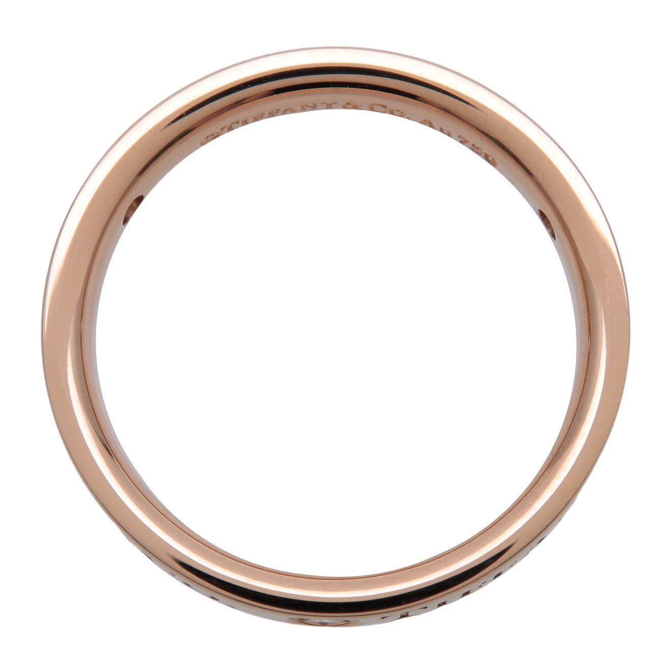 Tiffany & Co Flat Band Ring 3P Diamond K18 Rose Gold US4.5 EU48