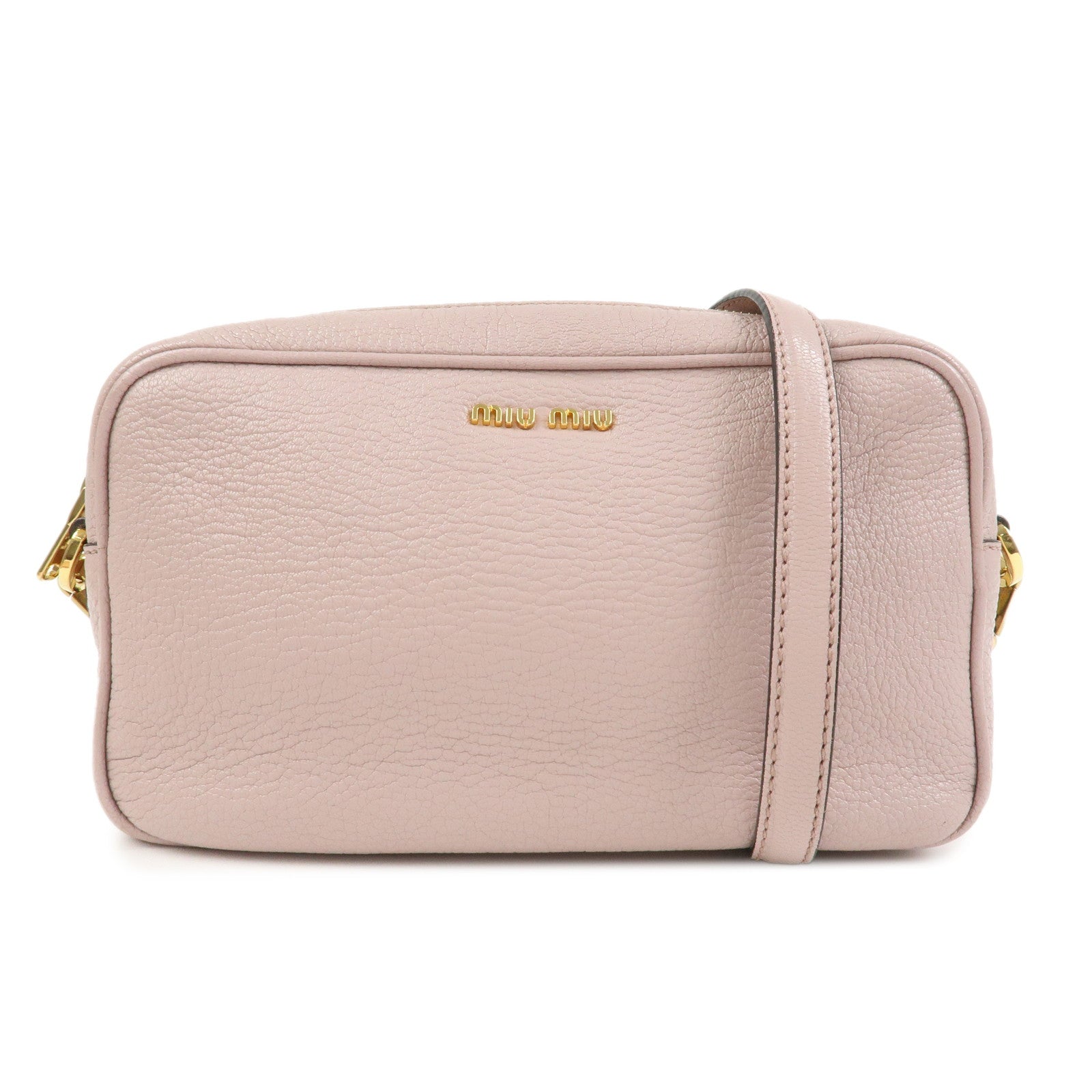 MIU MIU Leather Shoulder Bag Crossbody Bag Pink 5BH056