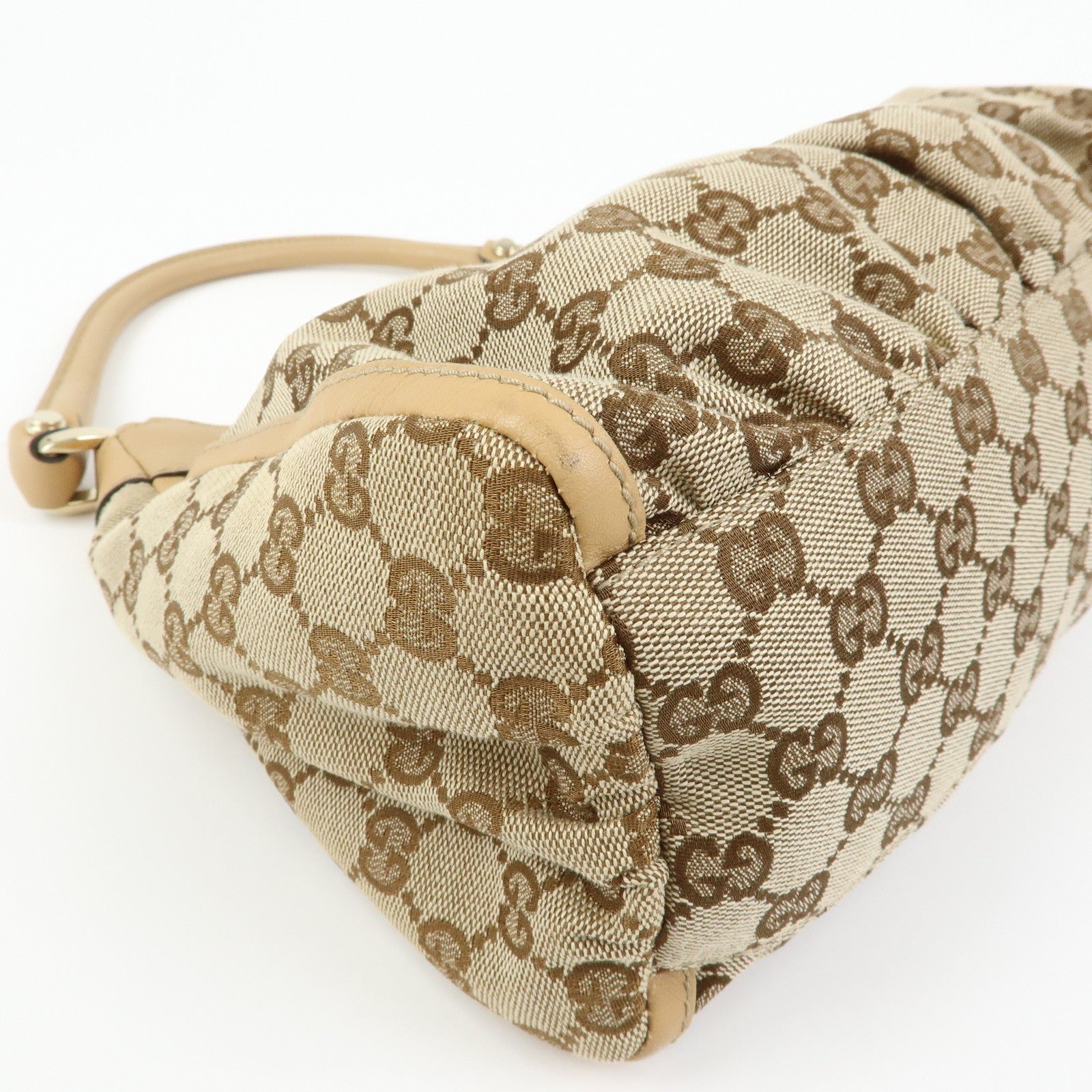 GUCCI Abbey GG Canvas Leather Shoulder Bag Hand Bag Beige 190525