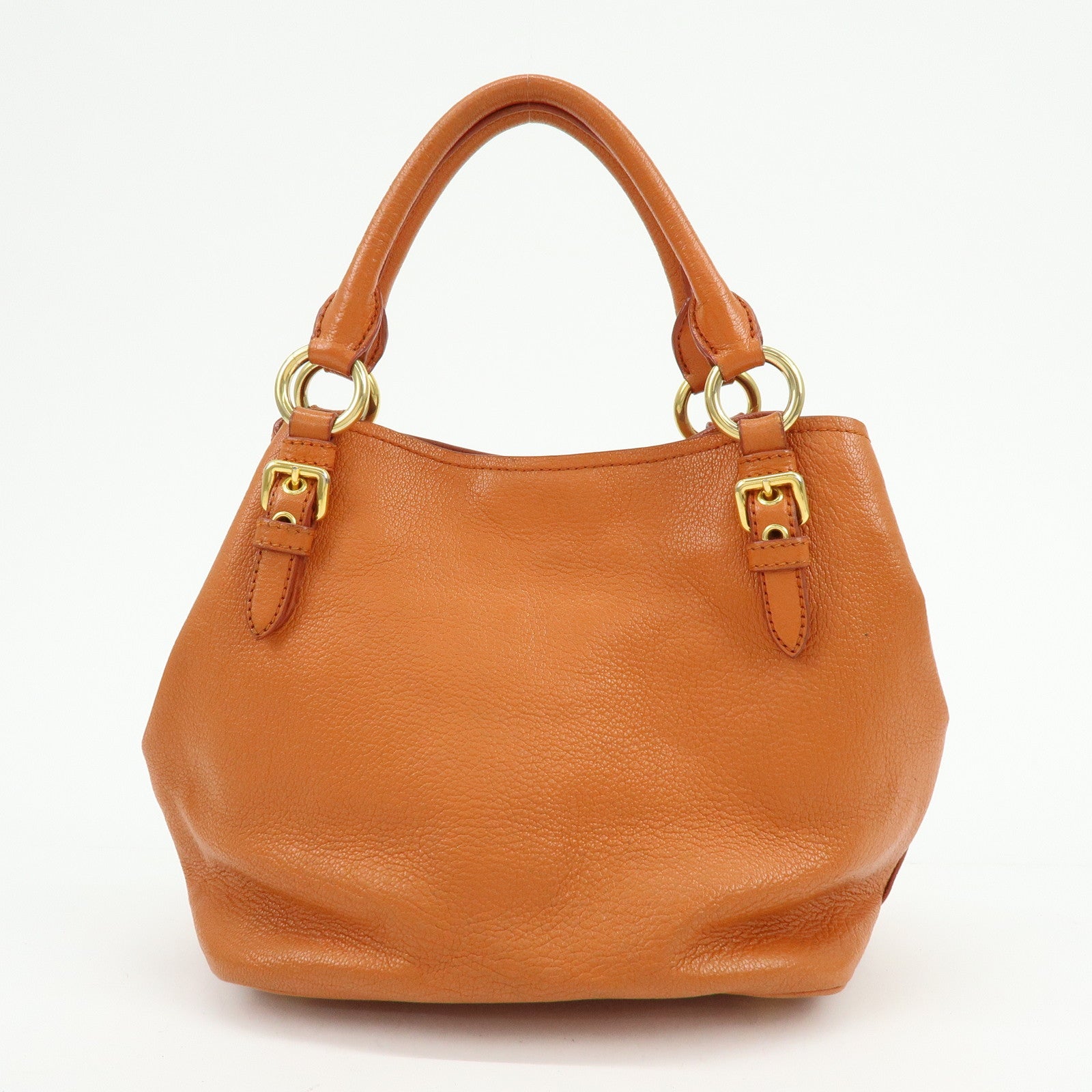 MIU MIU Madras Leather 2Way Shoulder Bag Hand Bag Orange RN0886