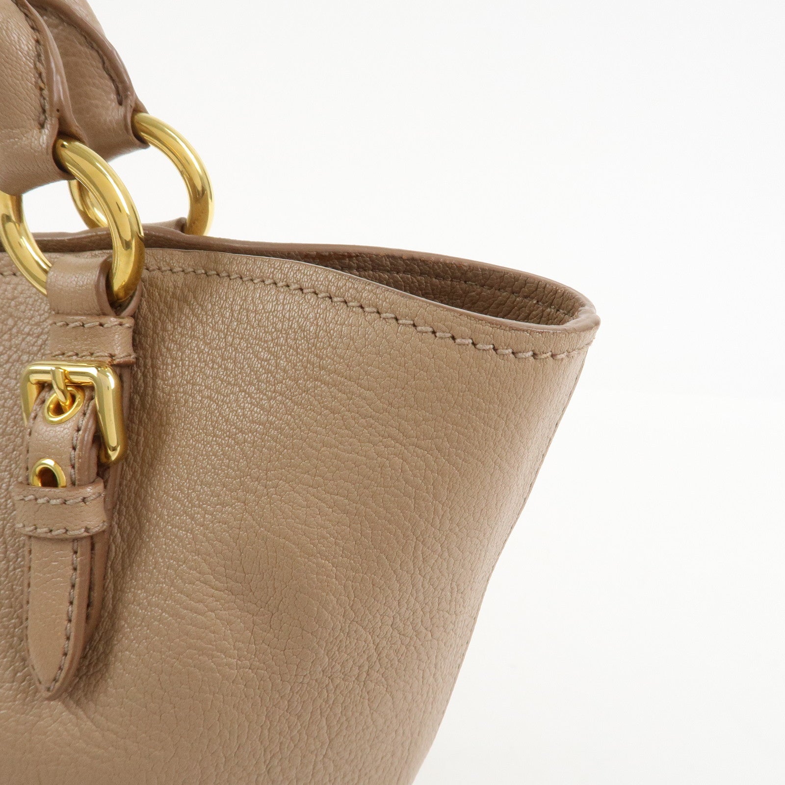 MIU MIU Madras Leather 2Way Shoulder Bag Hand Bag Pink Beige RN0886