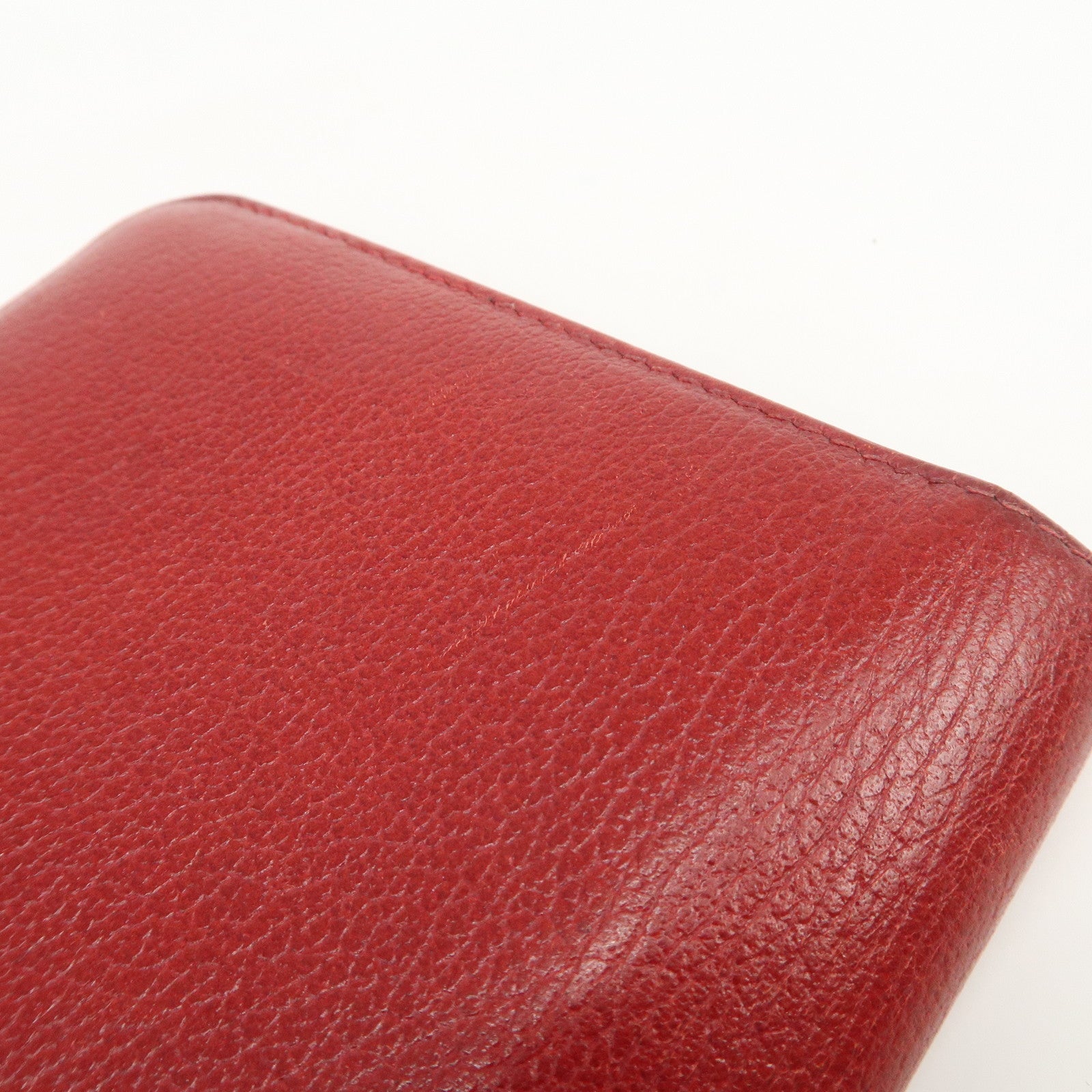 CHANEL COCO Mark Camellia Logo Leather Flap Long Wallet Red