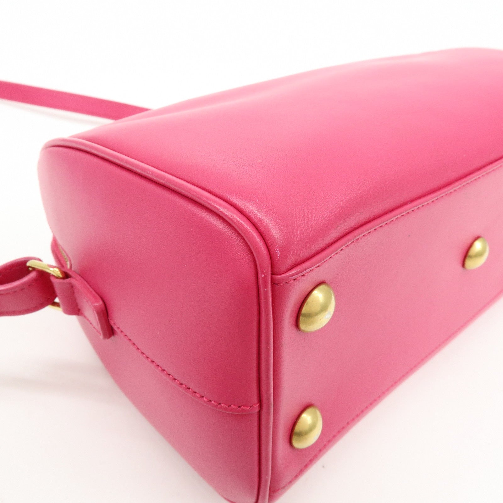 SAINT LAURENT PARIS BABY DUFFLE Leather 2WAY Bag Pink 330958