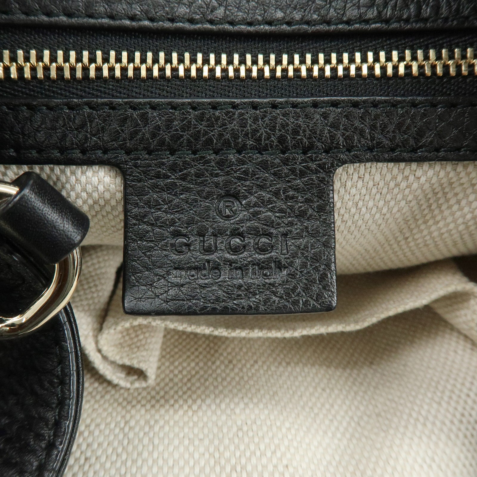 GUCCI SOHO Interlocking G Calf 2Way Hand Shoulder Bag Black 336751