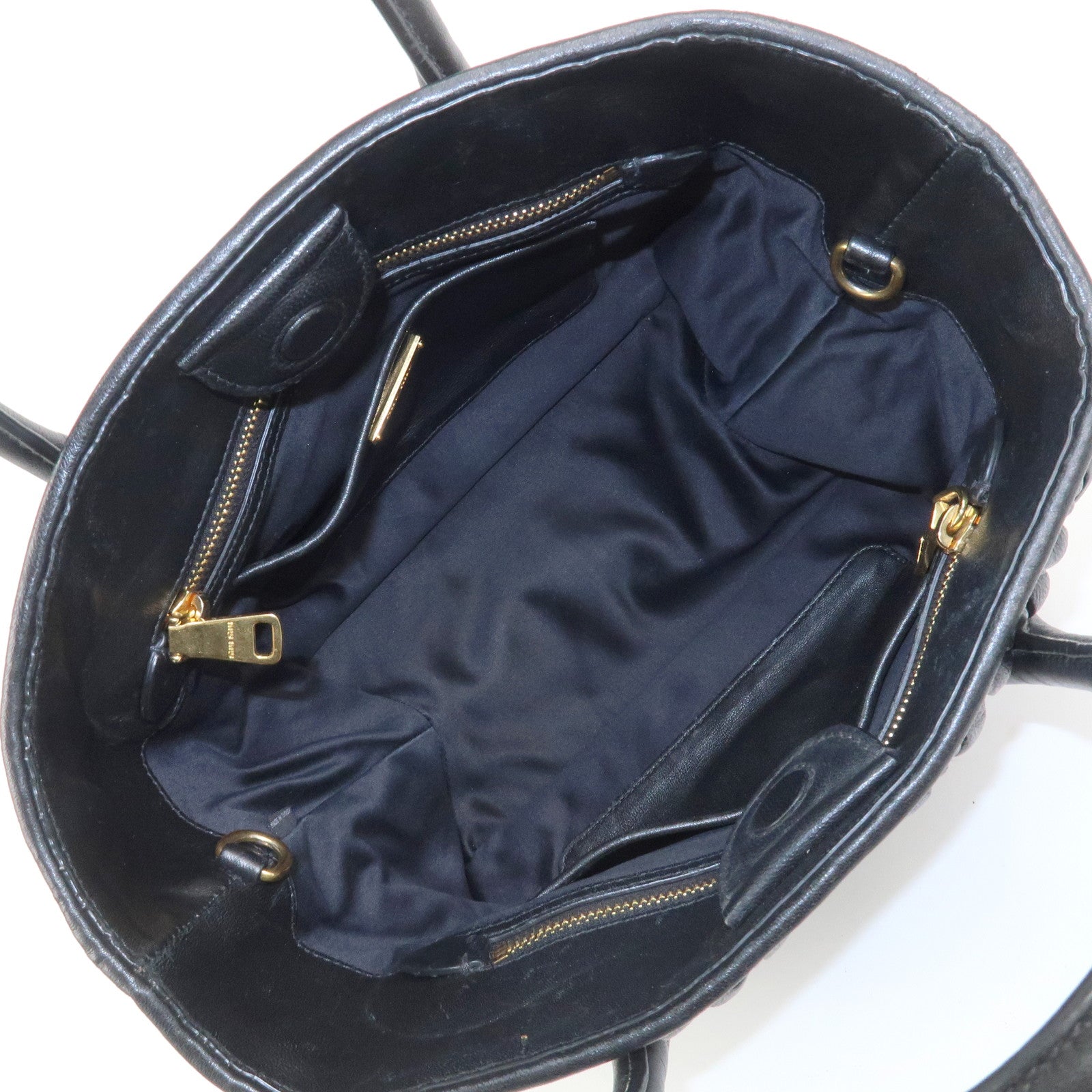 MIU MIU Matelasse Leather 2Way Bag Hand Bag Black RN1069