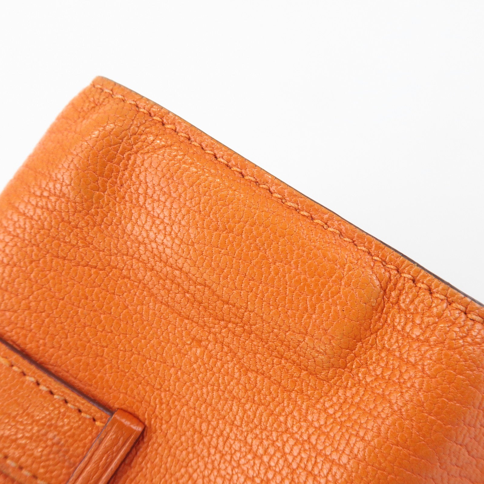 HERMES Shable Bean Leather 4 Rings Key Case I Stamped Orange