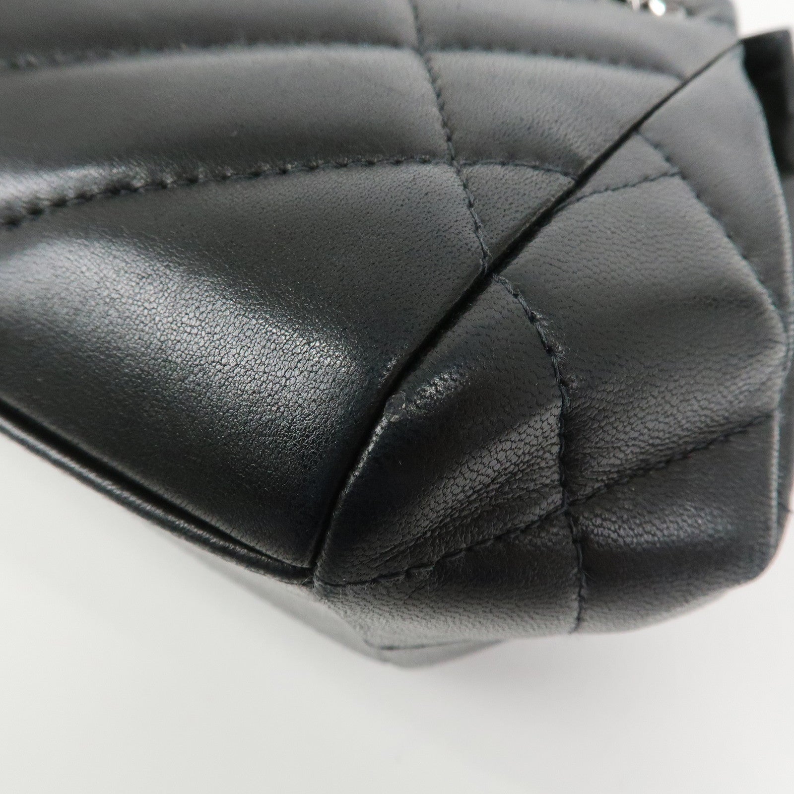 CHANEL COCO Mark Lamb Skin Chain Shoulder Bag Hand Bag Black