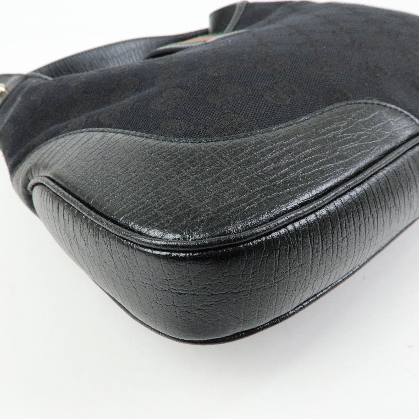 GUCCI Sherry GG Canvas Leather Shoulder Bag Hand Bag Black 130779