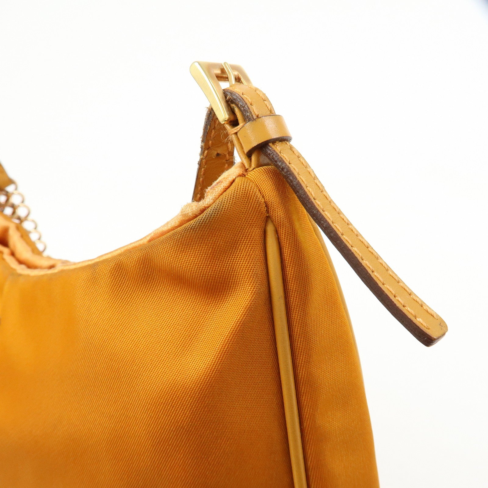 PRADA Triangle Logo Re‑Nylon Leather Hand Bag Shoulder Bag Orange