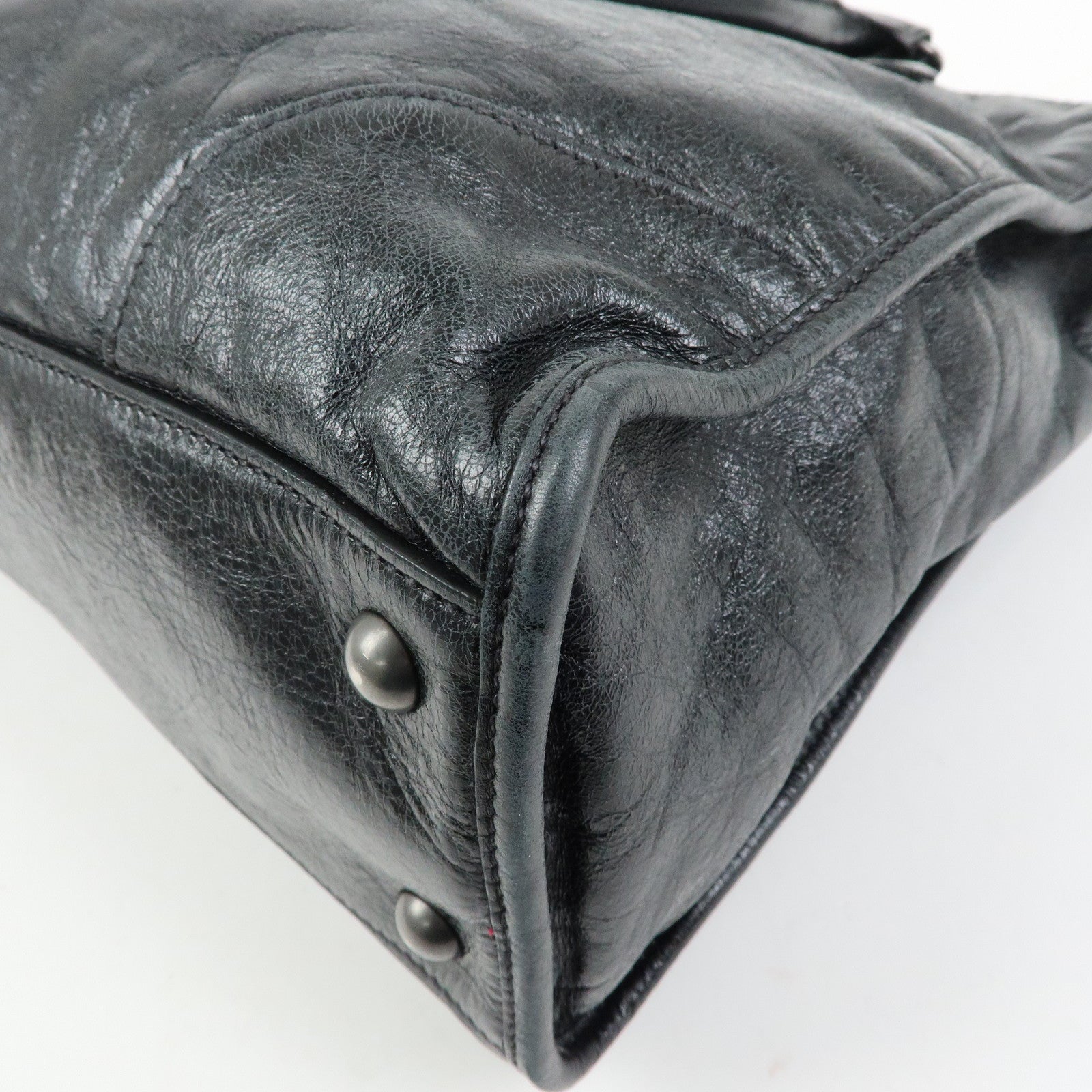 MIU MIU Leather Tote Bag Shoulder Bag Black Padlock Charm