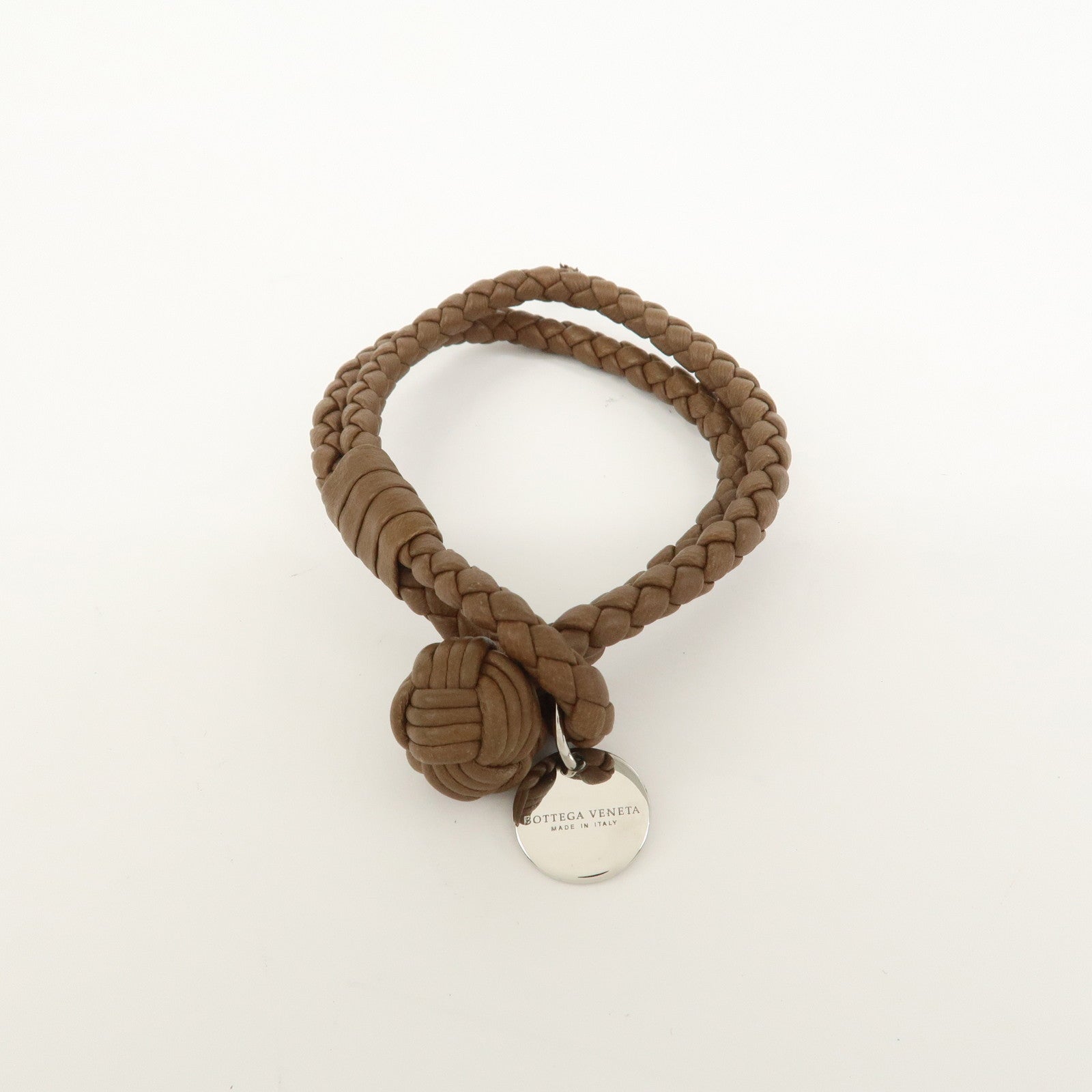 BOTTEGA VENETA Intrecciato Nappa Leather Bracelet S Brown