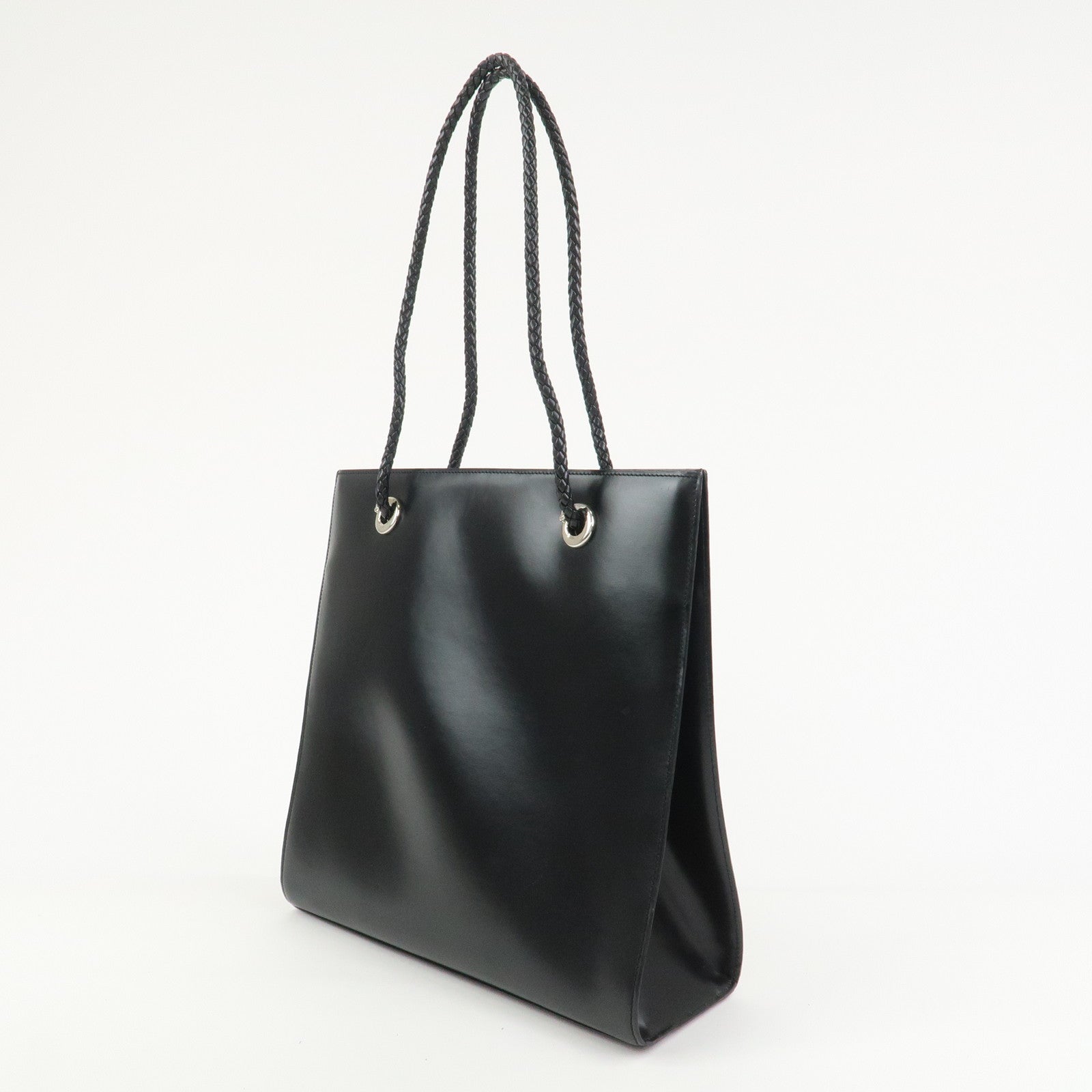 Cartier Leather Shoulder Bag Tote bag Black Silver