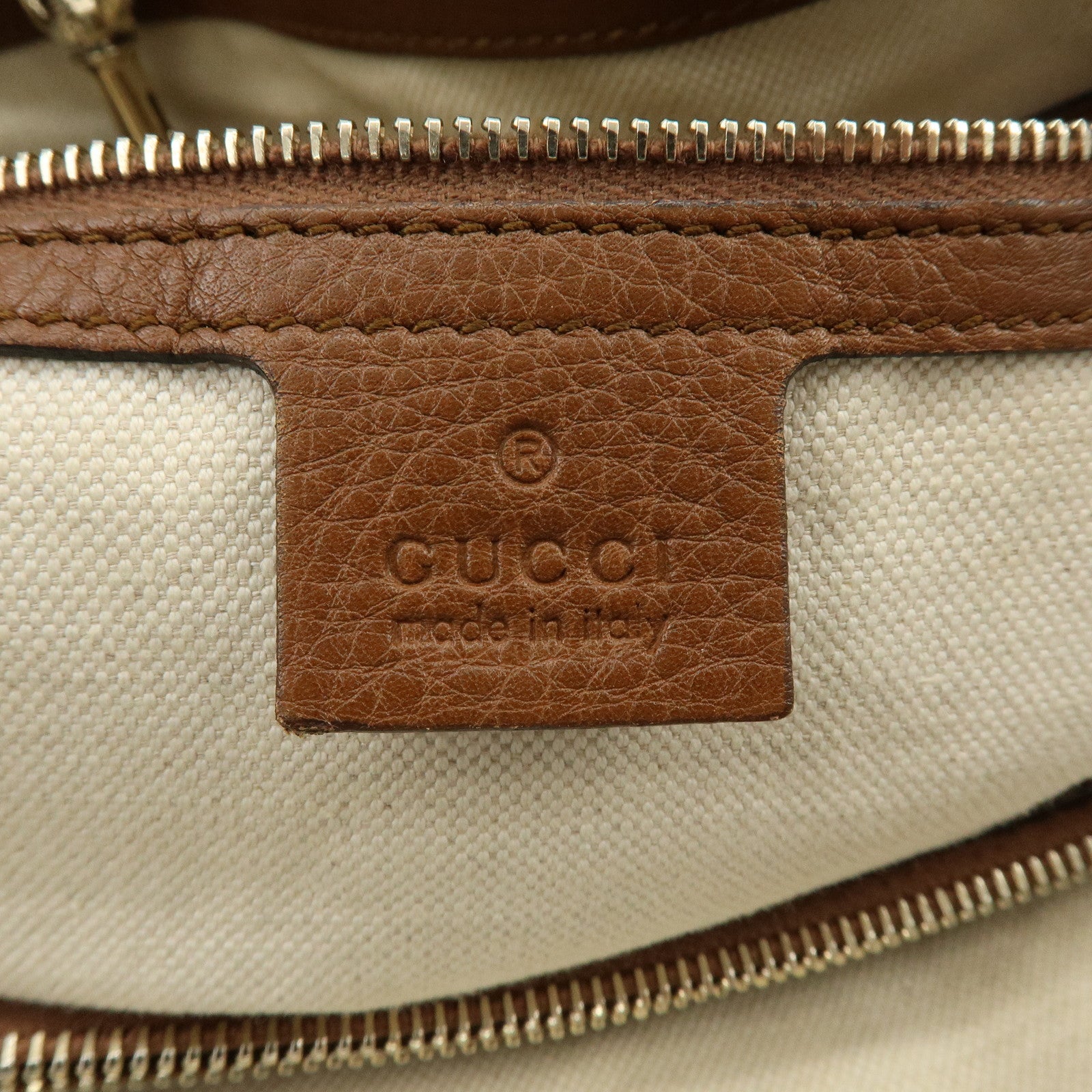 GUCCI Bamboo GG Canvas Leather Tote Bag Hand Bag Brown 269945