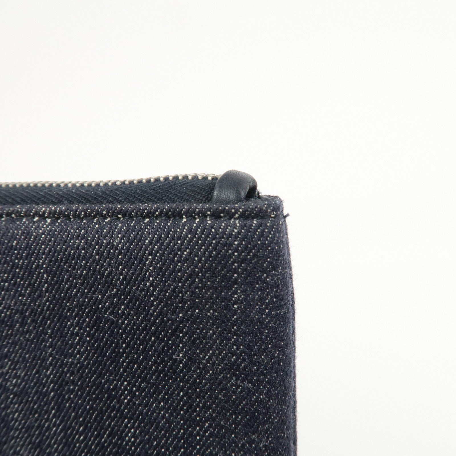 CHANEL Deauville Canvas Denim Clutch Bag Pouch Denim A80802