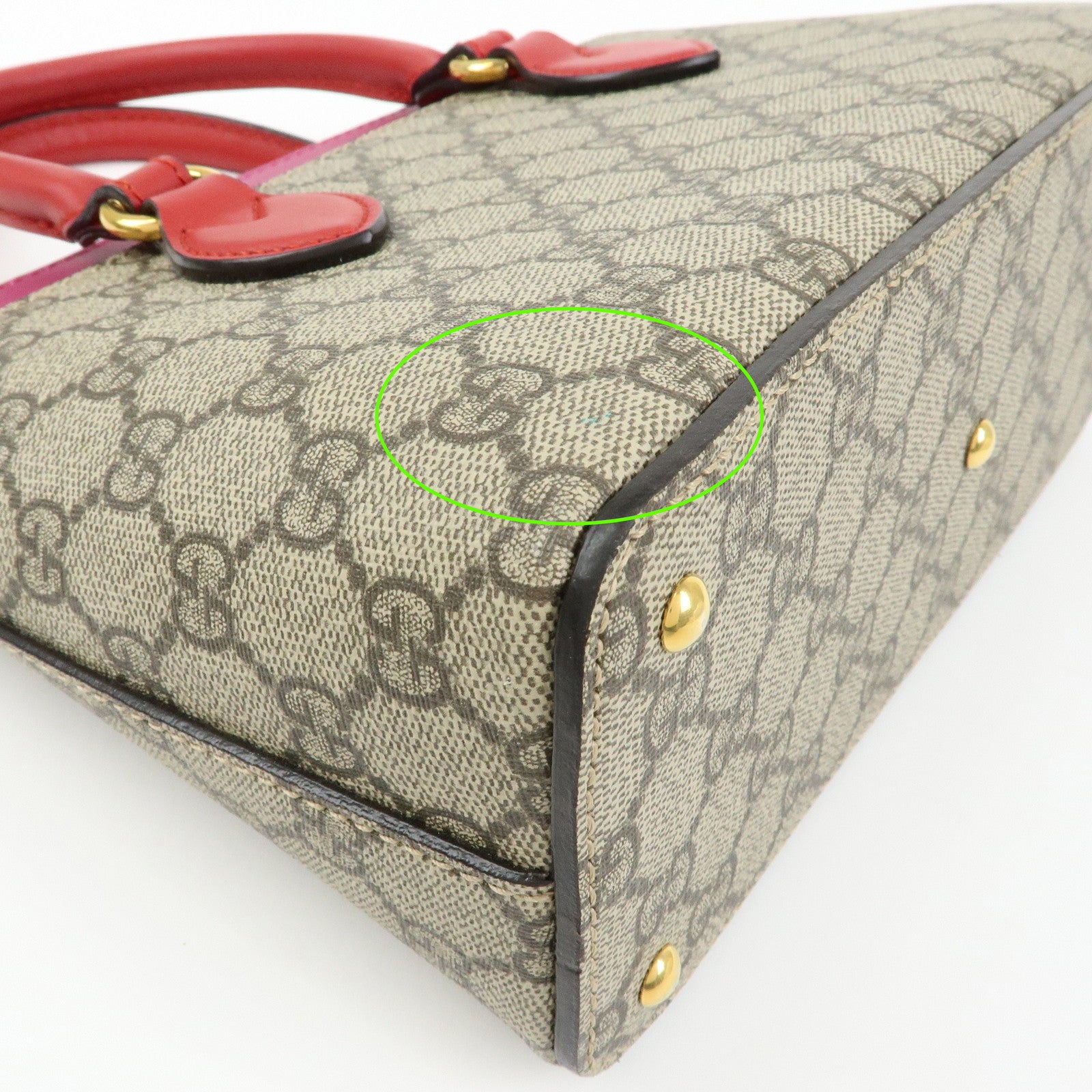 GUCCI GG Supreme Leather 2Way Bag Hand Bag Beige Pink Red 453177