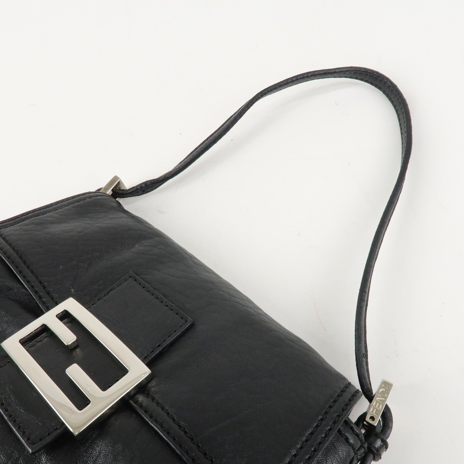 FENDI Mamma Baguette Shoulder Bag Hand Bag Black 8BR180 Used