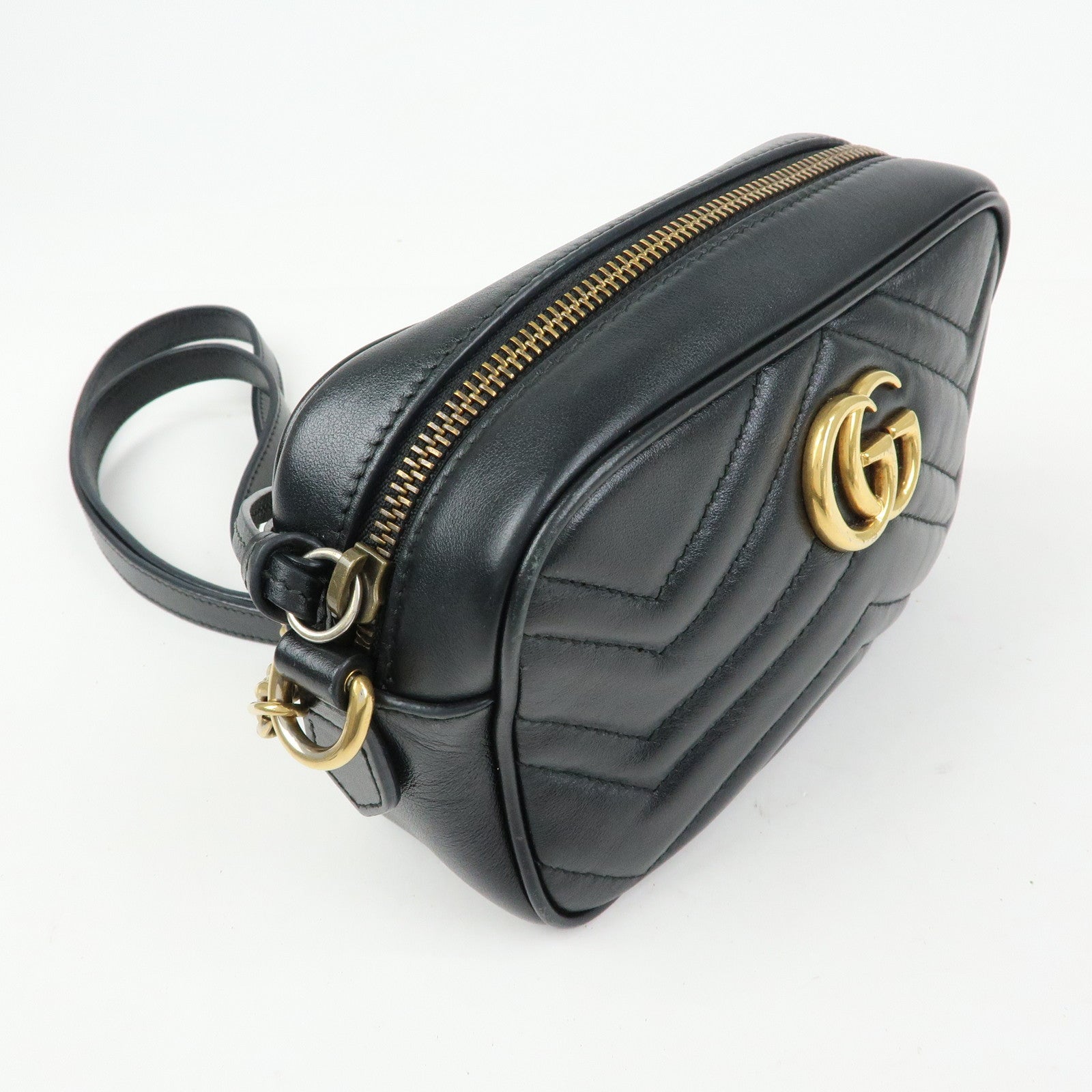 GUCCI GG Marmont Leather Shoulder Bag Crossbody Bag Black 448065