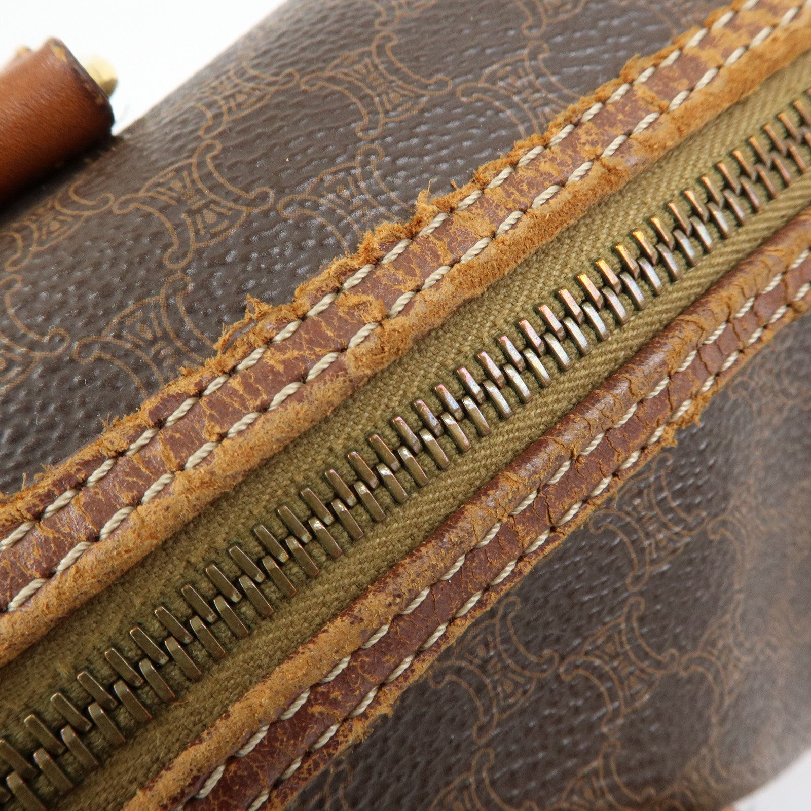 CELINE Macadam PVC Leather Shoulder Bag Hand Bag Brown