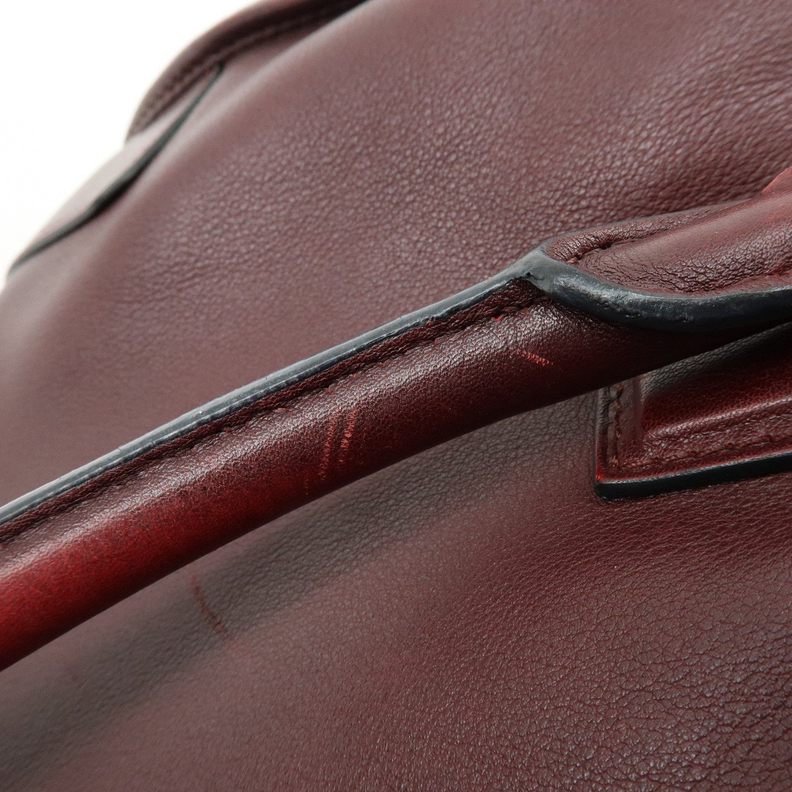 LOEWE Anagram Amazona 36 Calf Leather Hand Bag Boston Bag Wine Red