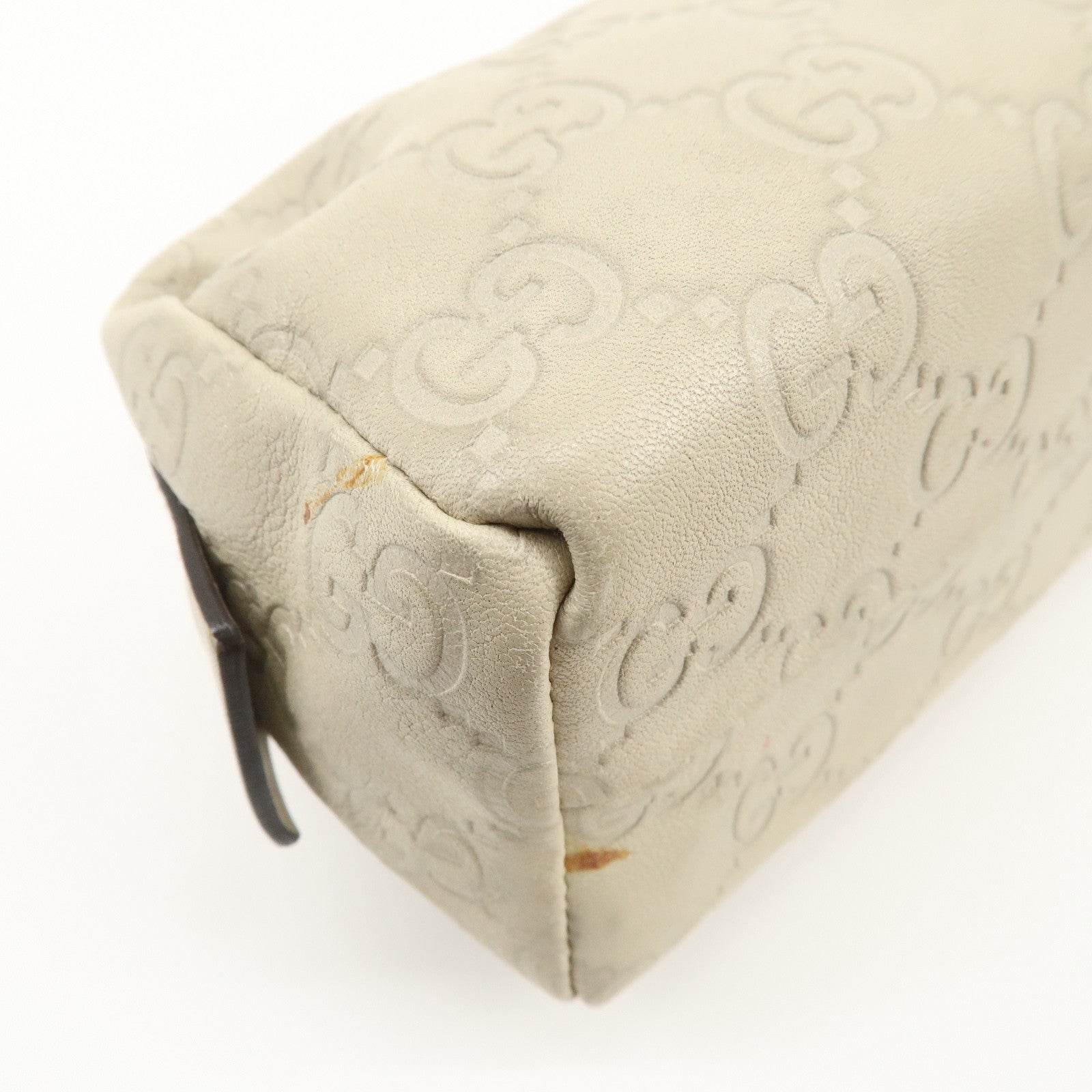 GUCCI Guccissima Leather Pouch Cosmetic Pouch Purse Ivory 153228