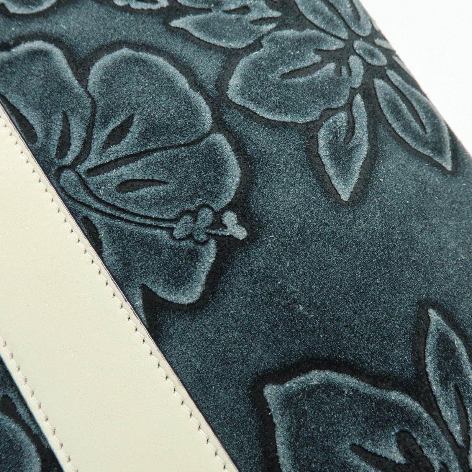 CELINE Hibiscus Motif Suede Leather Tote Bag Gray Ivory